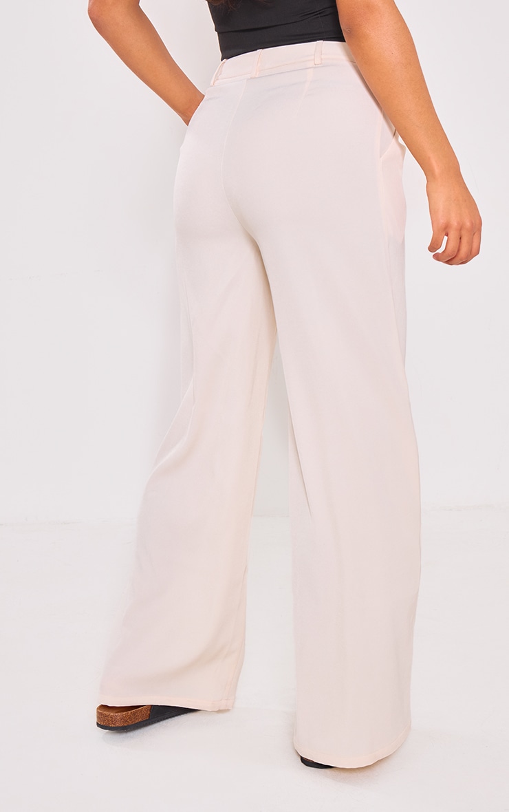 Pantalon de tailleur deluxe crème coupe droite avec plis devant image 3