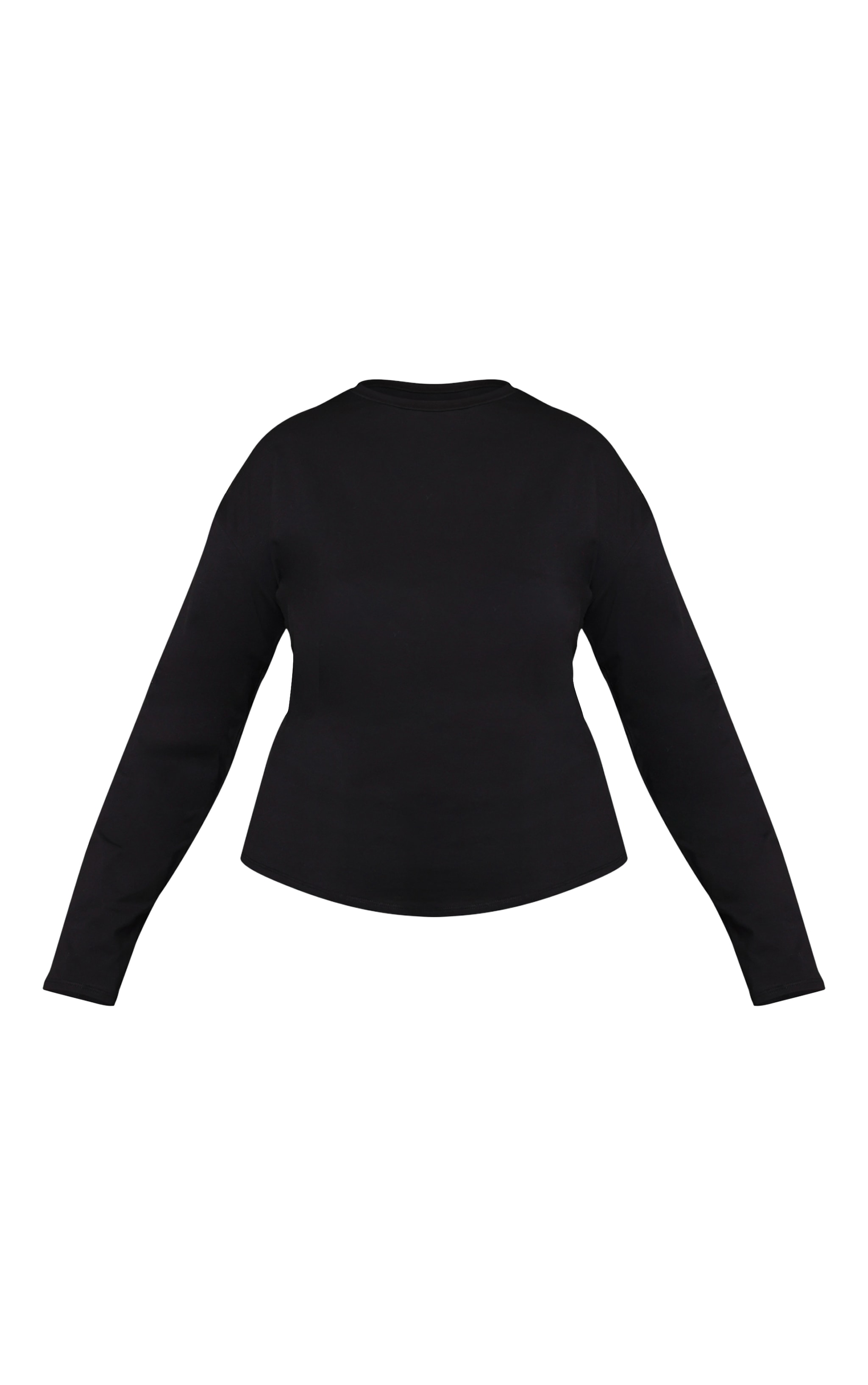 Plus Black Cotton Side Trim Detail Long Sleeve T-shirt image 5