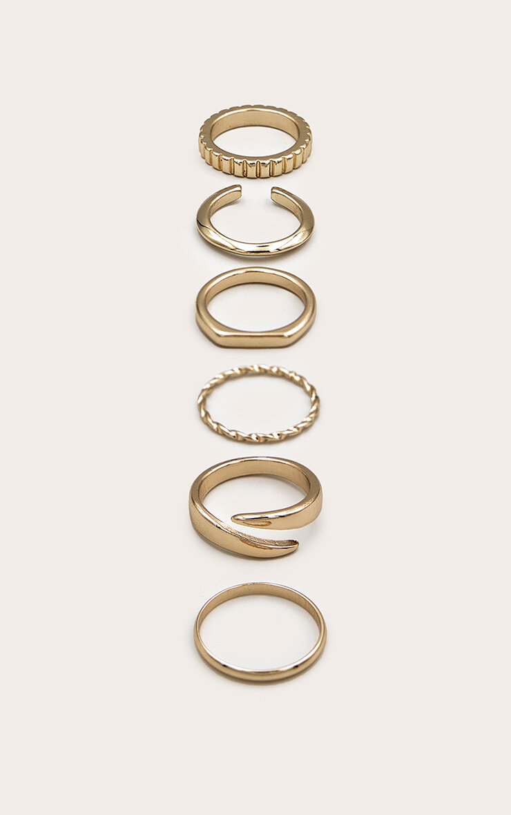 Gold Abstract Assorted Multipack Rings image 3
