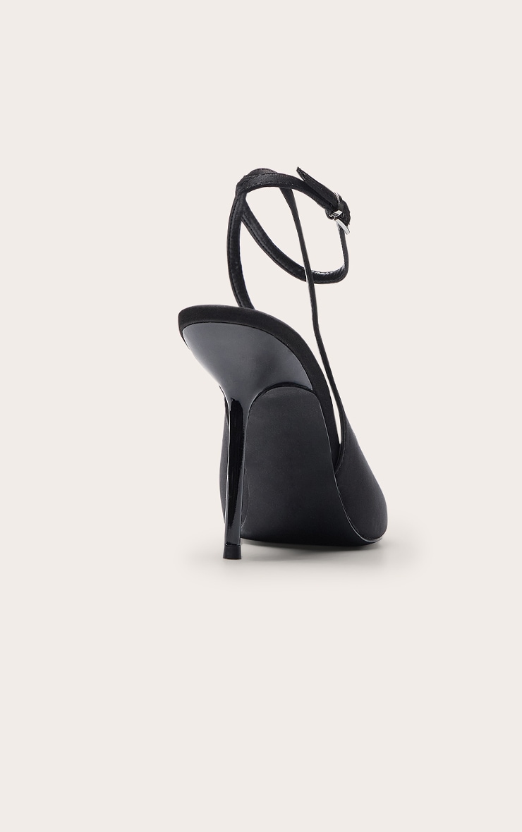 Black Satin Silver Cap Court Heels image 4