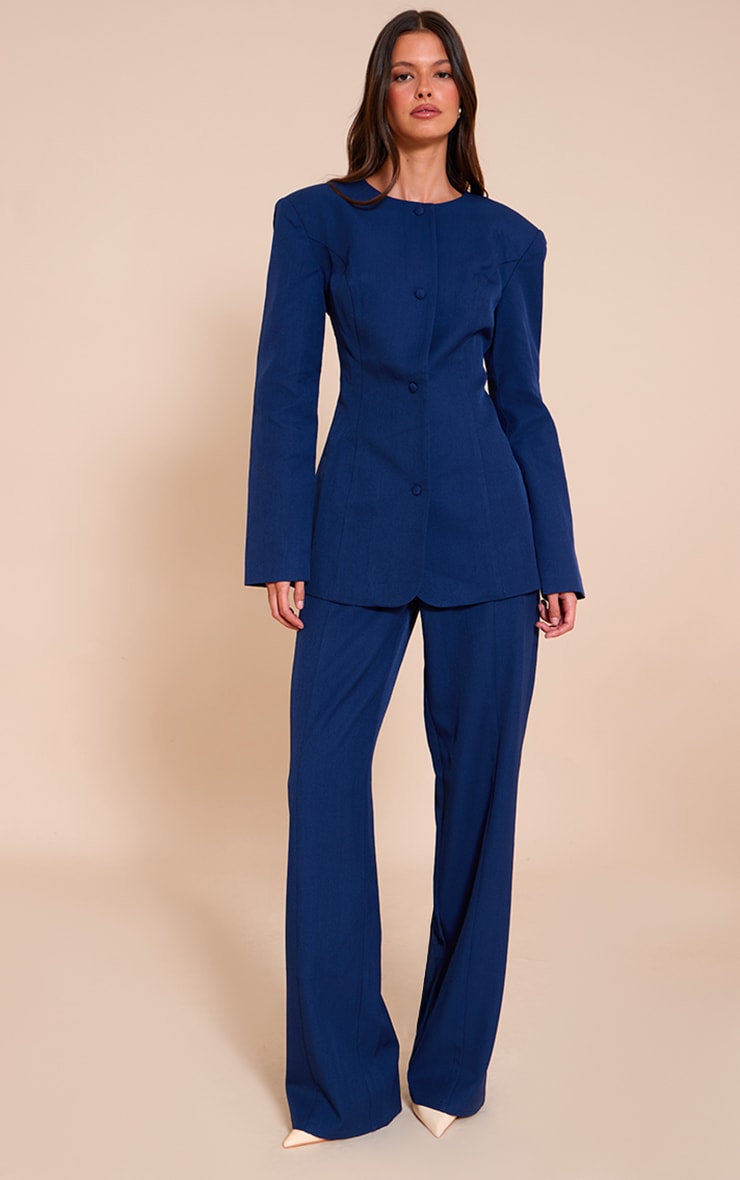 Pantalon de tailleur large bleu marine image 1