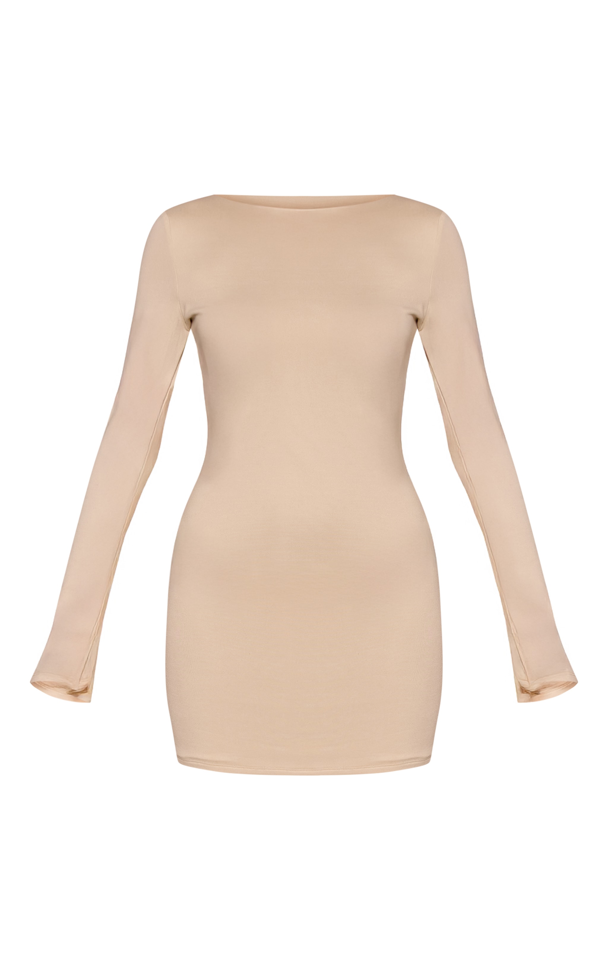 Cream Soft Touch Jersey Long Sleeve Bodycon Dress image 5