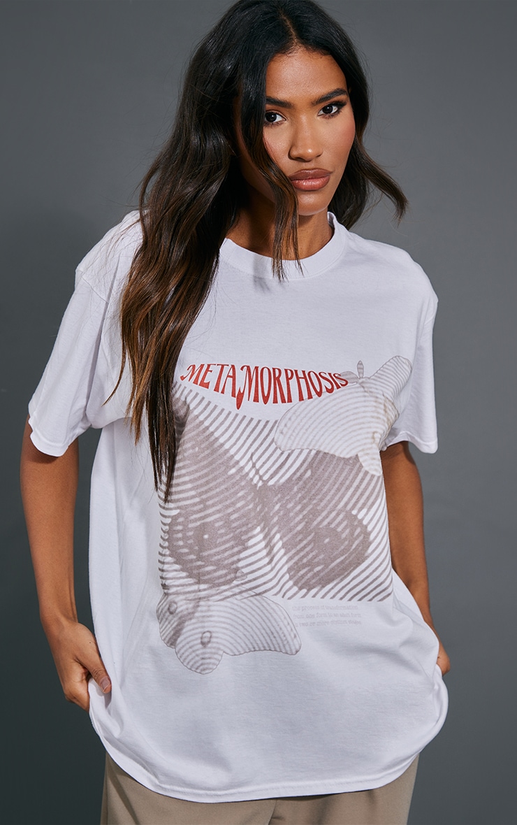 White Metamorphosis Printed T Shirt