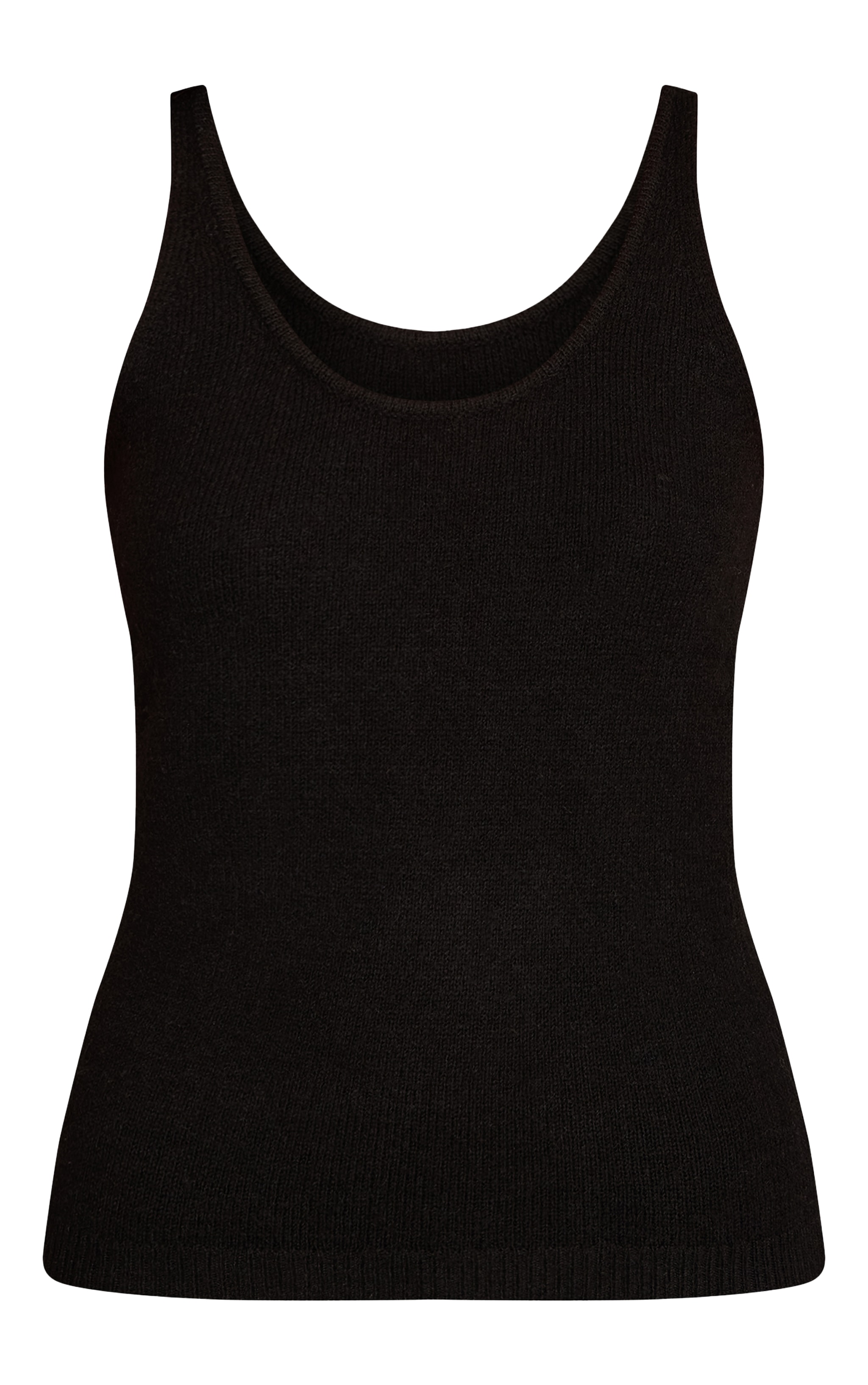 Black Knitted Scoop Neck Cami Top image 5