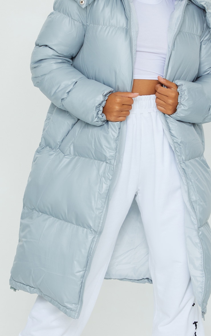 Petite Grey Maxi Puffer Coat Petite PrettyLittleThing