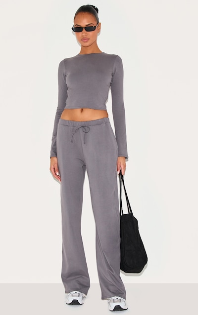 Pantalon large en coton gris anthracite