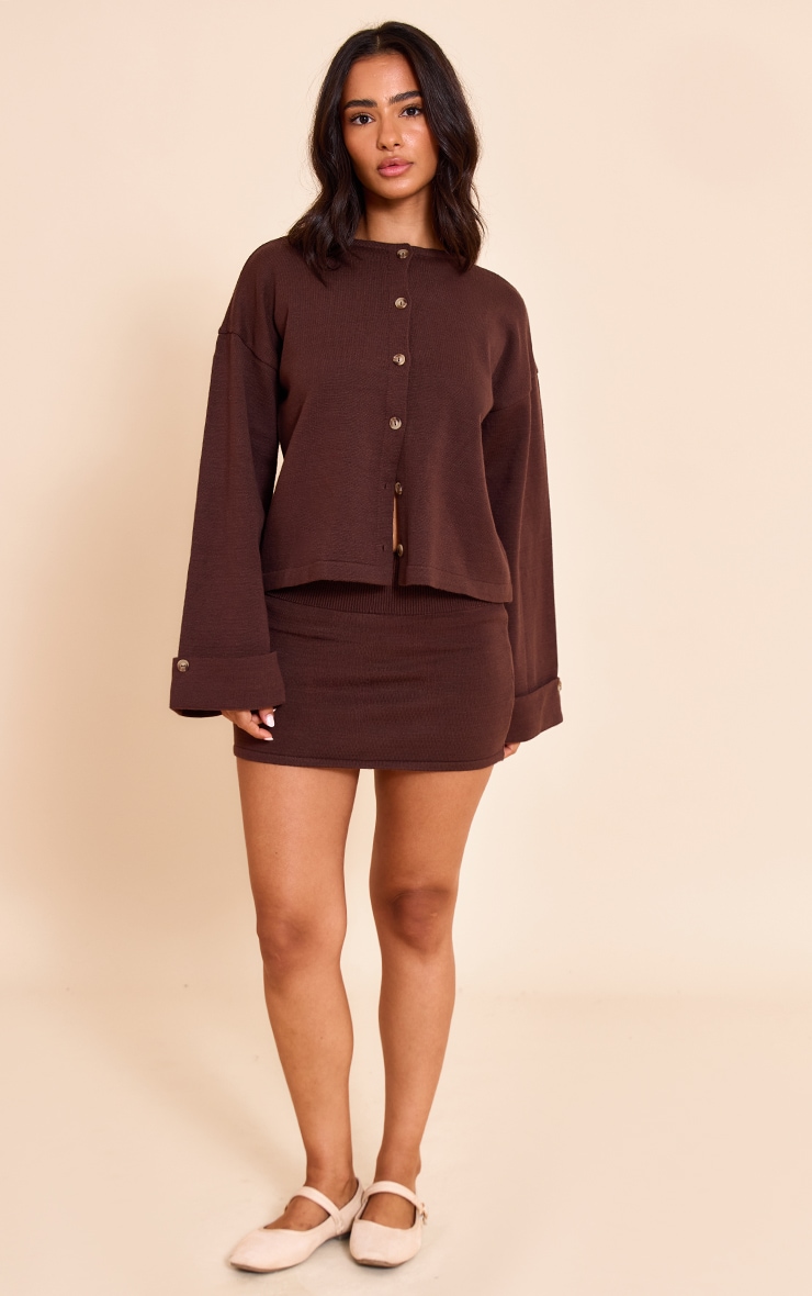 Petite Chocolate Knit Turn Up Hem Cardigan  image 3