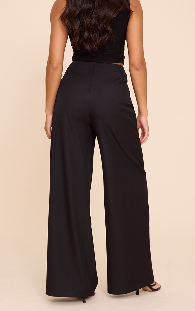Black Tailored Woven Pleat Detail Wide Leg Pants image 3