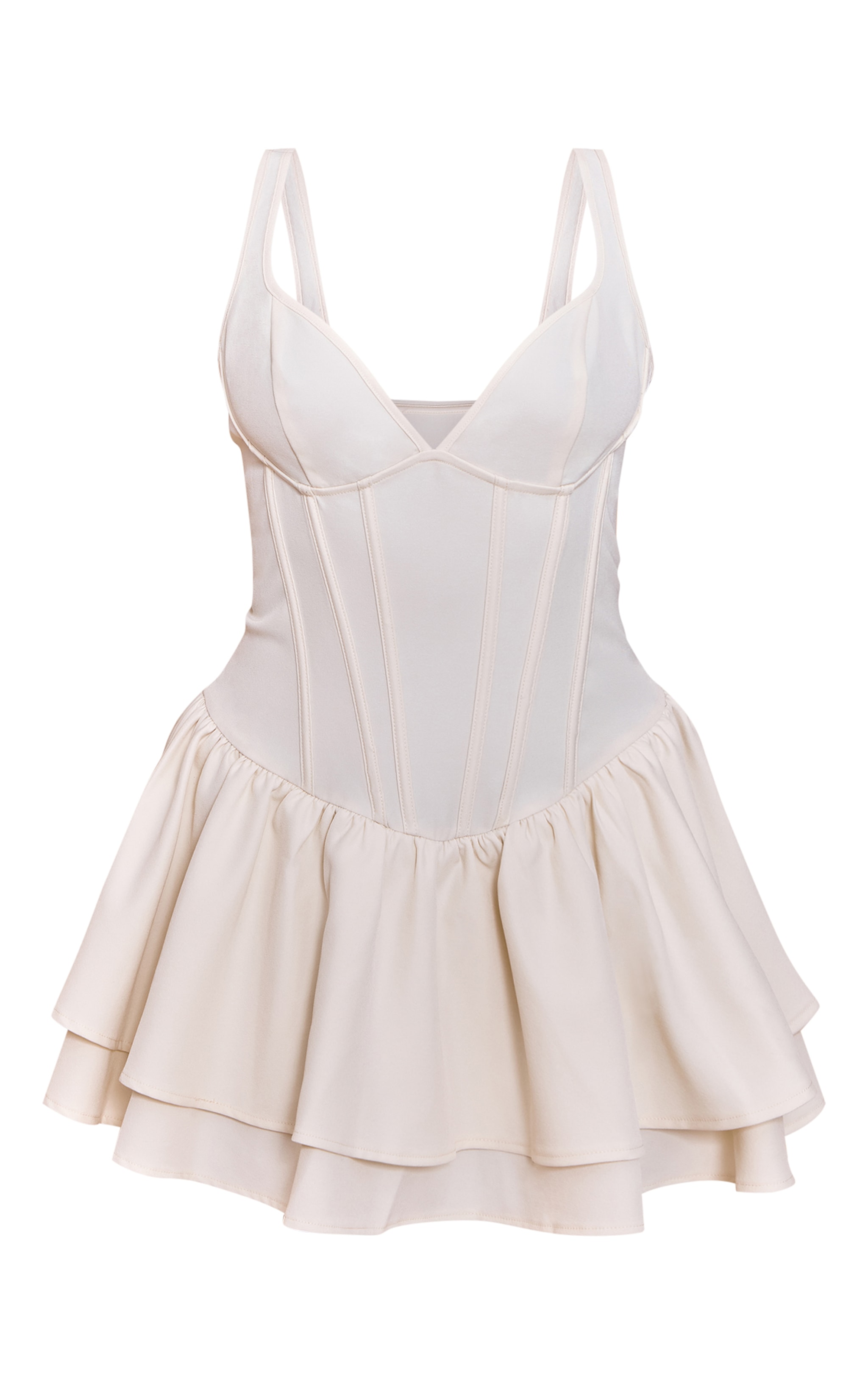 Cream Woven Corset Detail Skater Skort Romper image 5