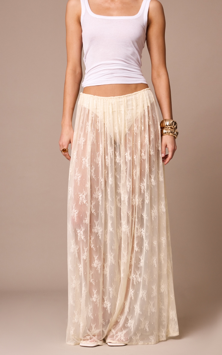 Almond Sheer Lace Maxi Skirt image 2