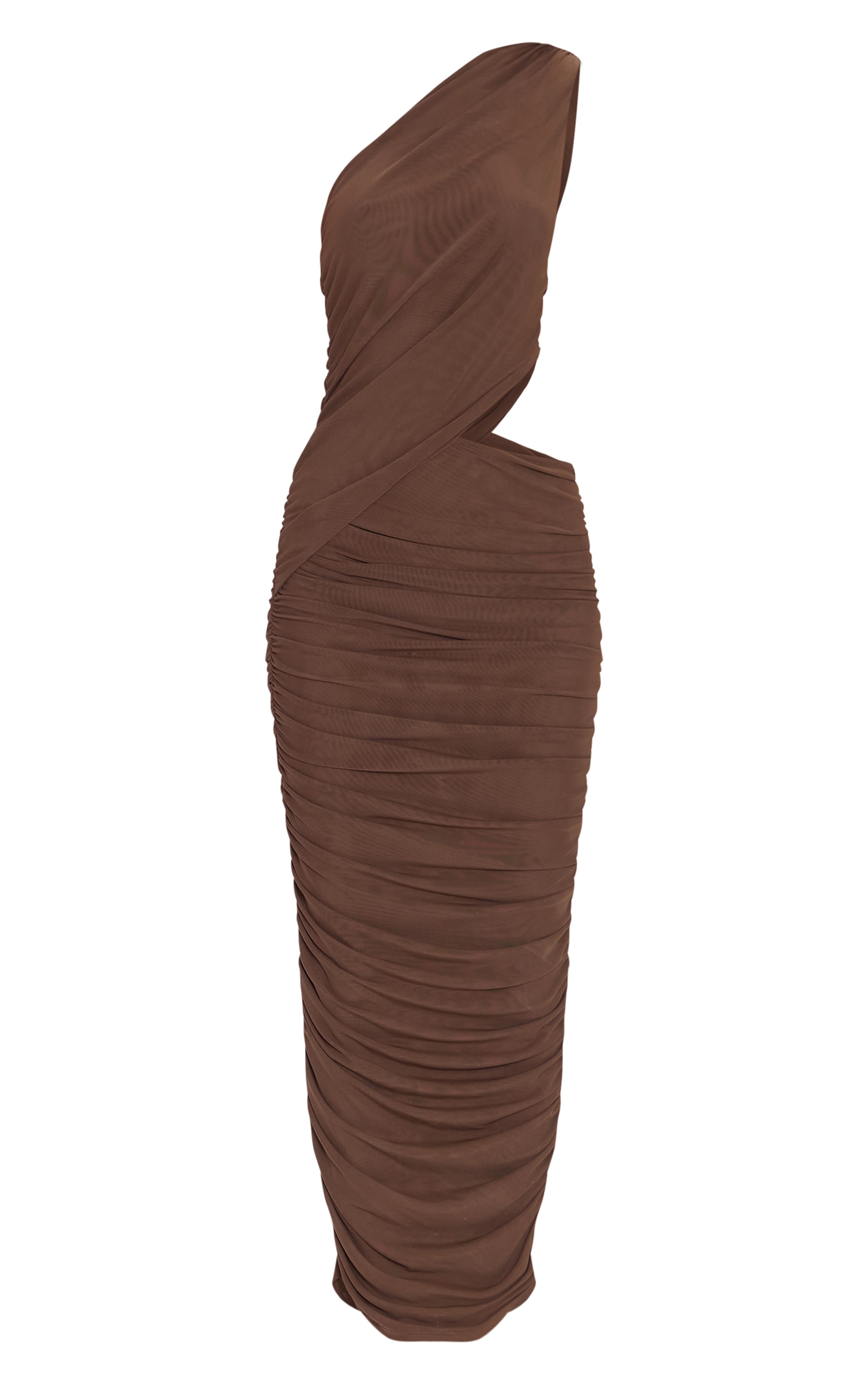 Olive One Shoulder Ruched Maxi Dress image 5