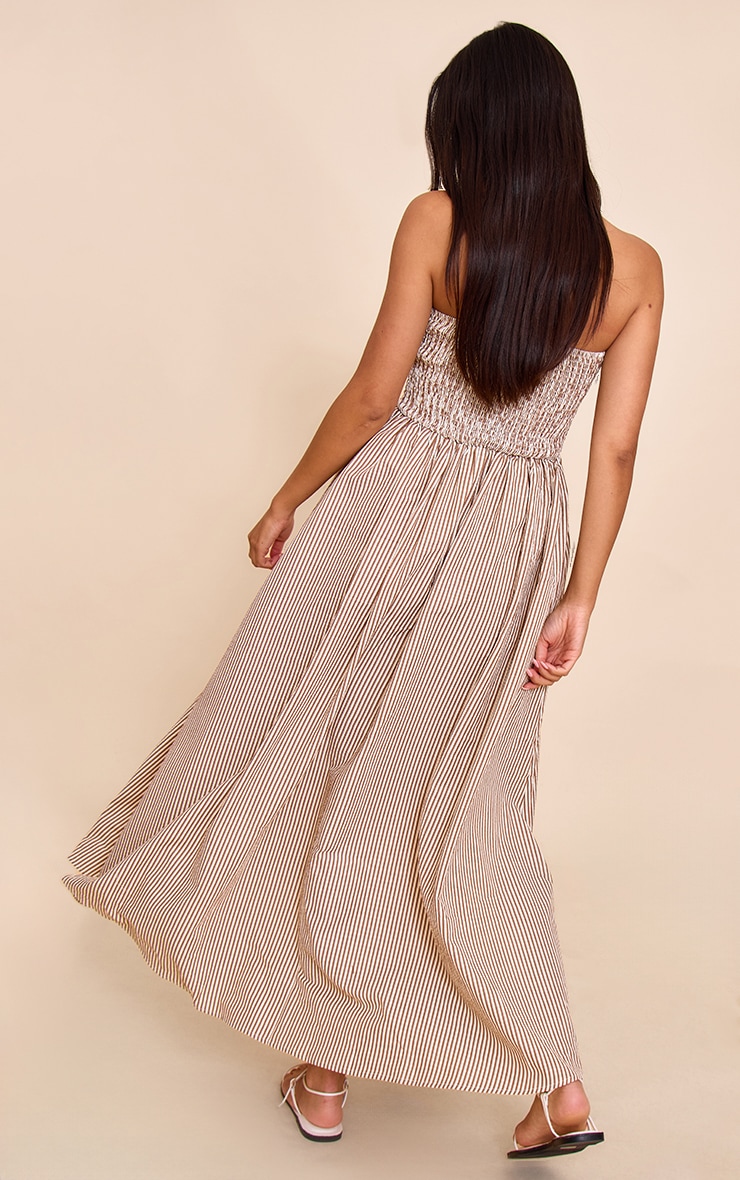 Robe bustier longue châtaigne à rayures image 2