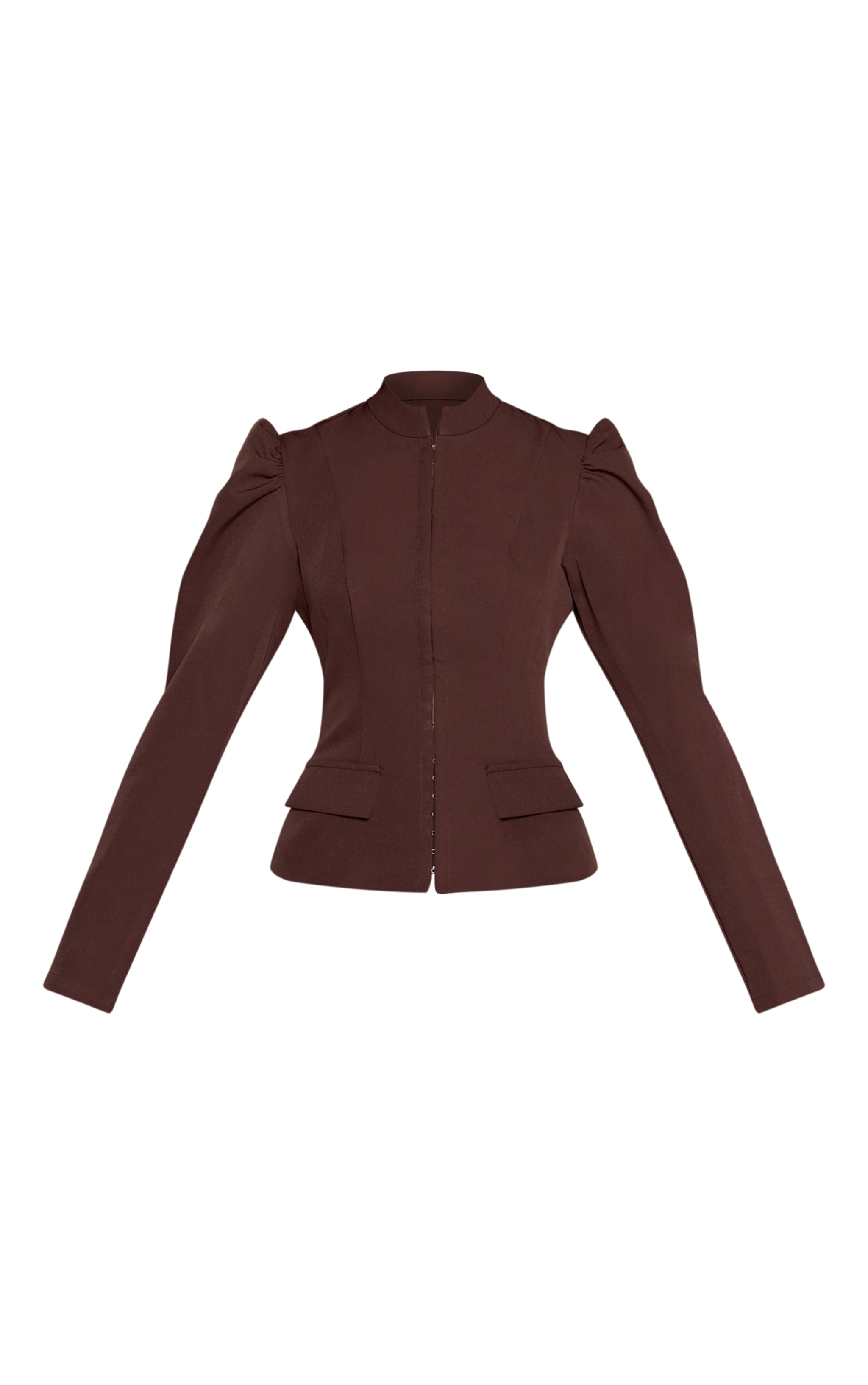 Chocolate Puff Sleeve Hook and Eye Top image 5