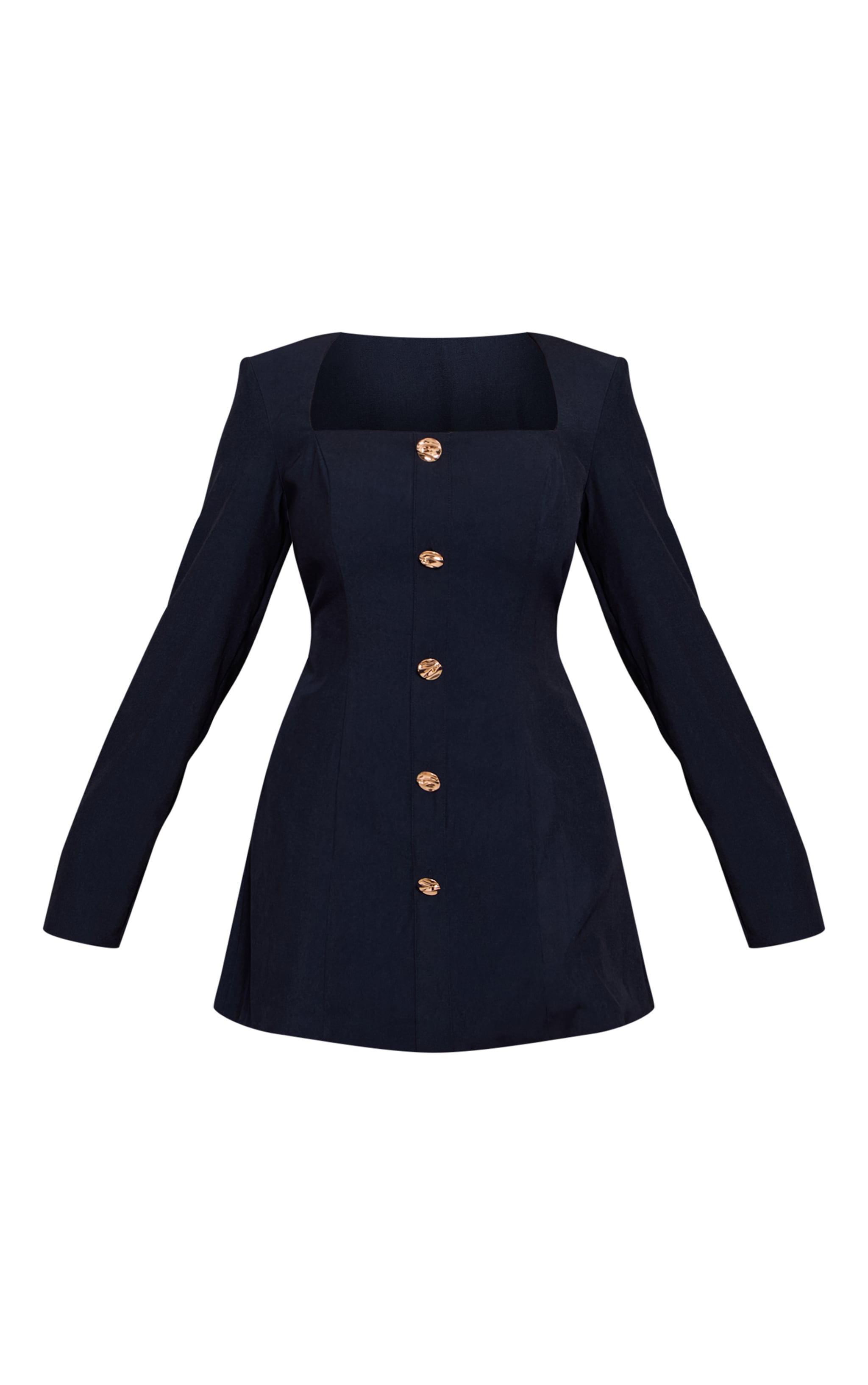 Shape NAVY Tailored Square Neck Hammered Button Mini Dress image 5