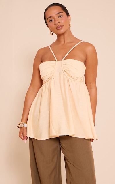 Shape Butter Cream Plaited Strappy Peplum Top