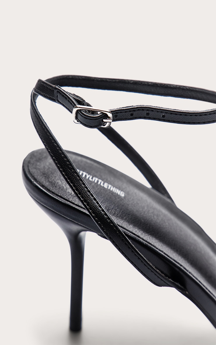 Black Pu Point Toe Barley There Stiletto Heeled Sandals image 5