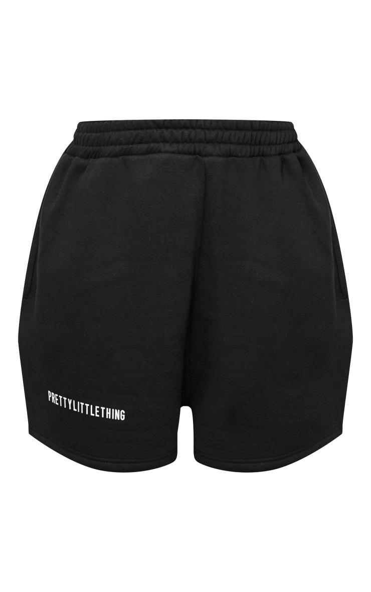 PRETTYLITTLETHING Plus Black Printed Pocket Sweat Shorts image 6