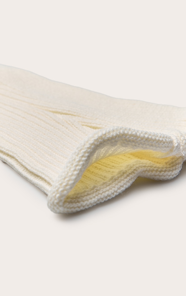 White Ribbed Flared Leg Warmers image 3