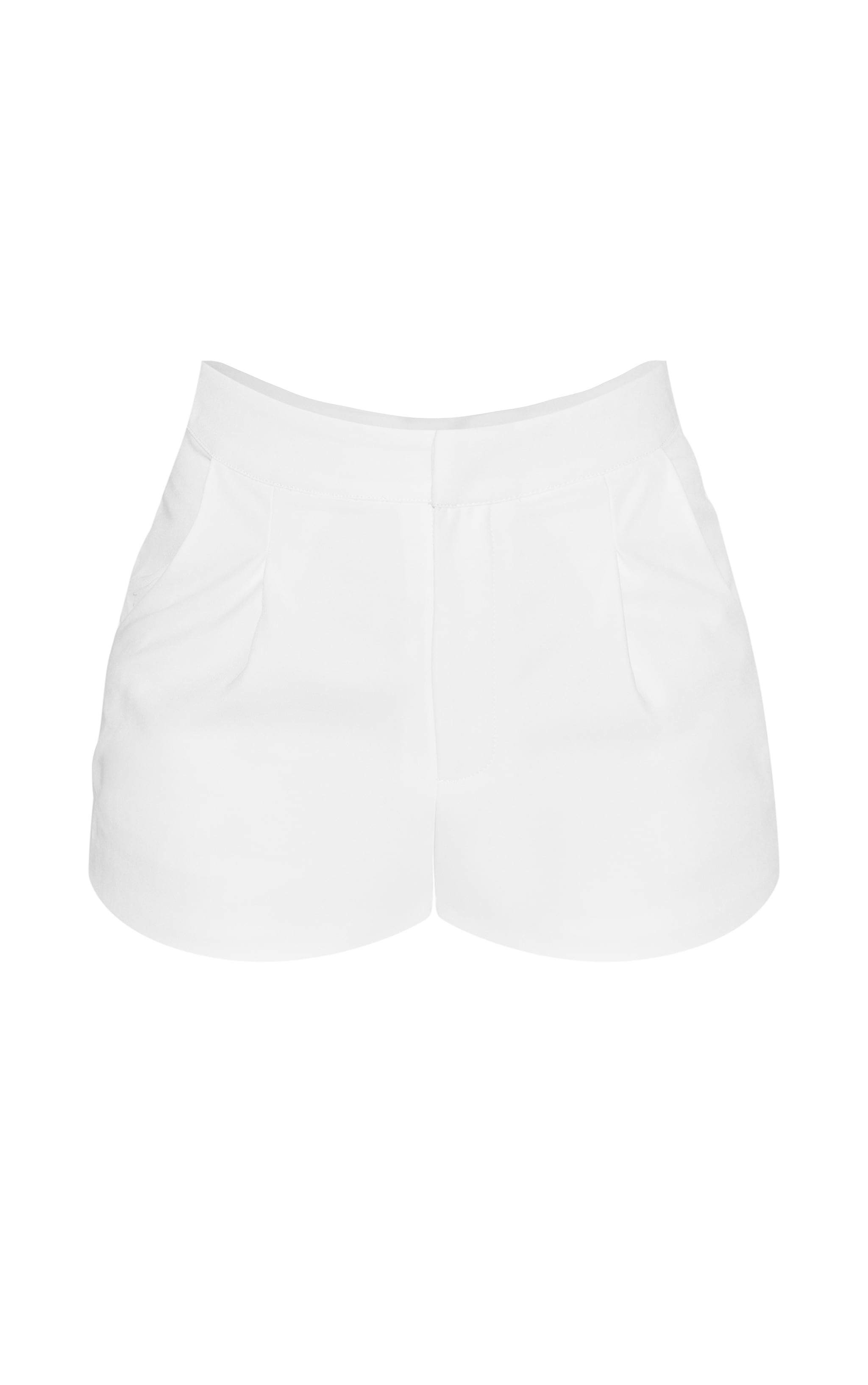 Premium White Tailored Pleated Shorts image 6