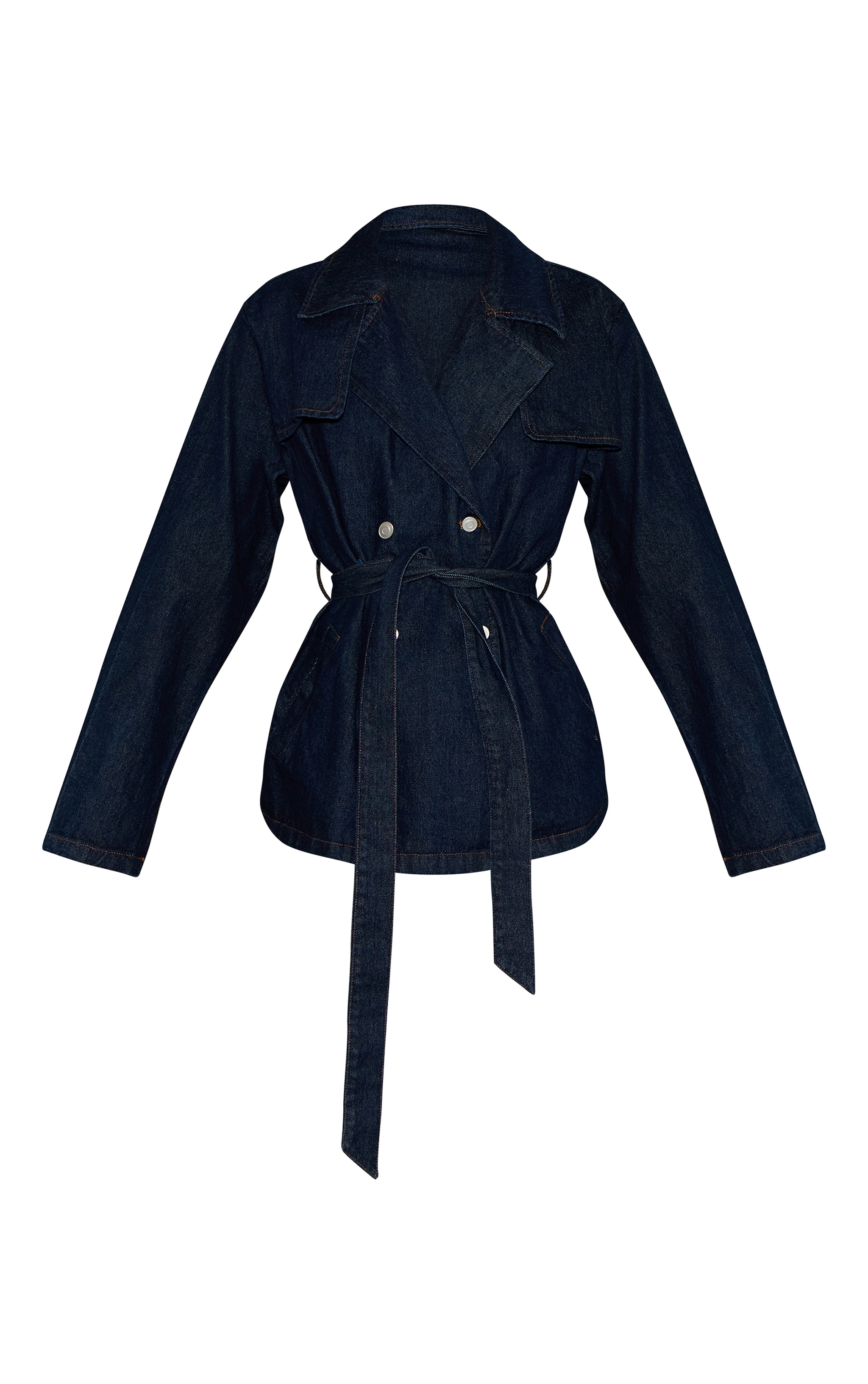 Indigo Belted Cropped Denim Trench image 5