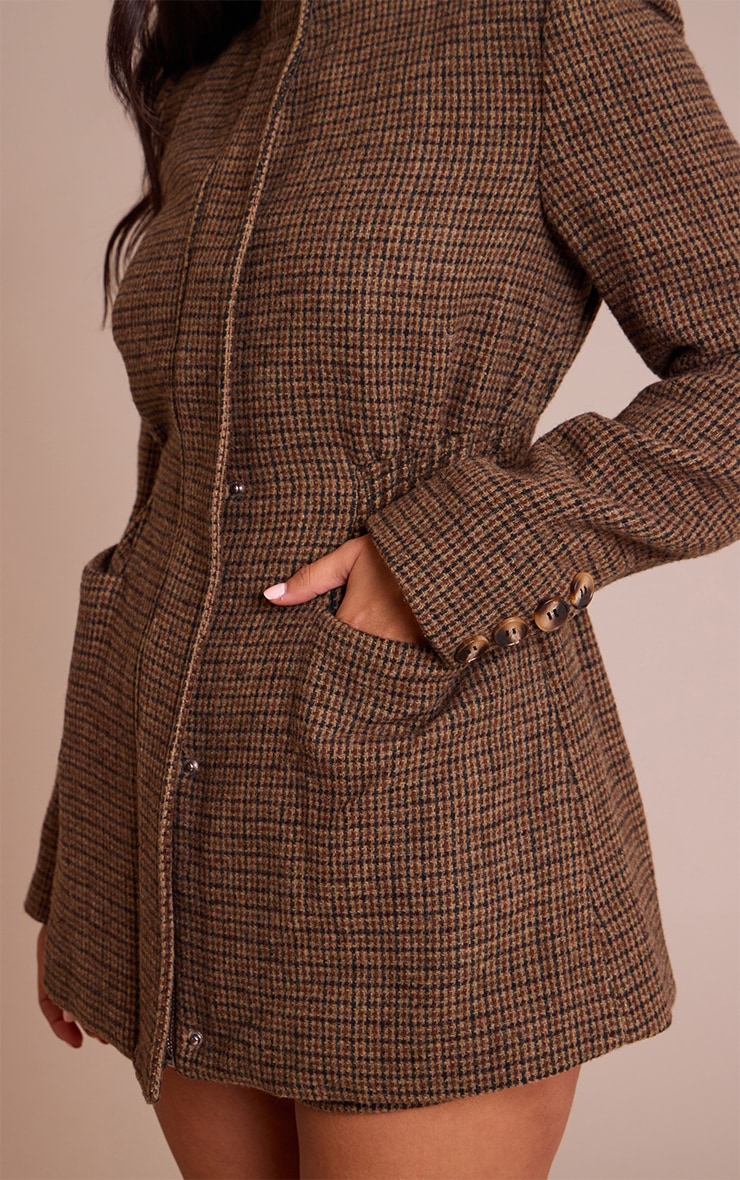 Petite Tweed Cinched Waist Zip Up Jacket image 4