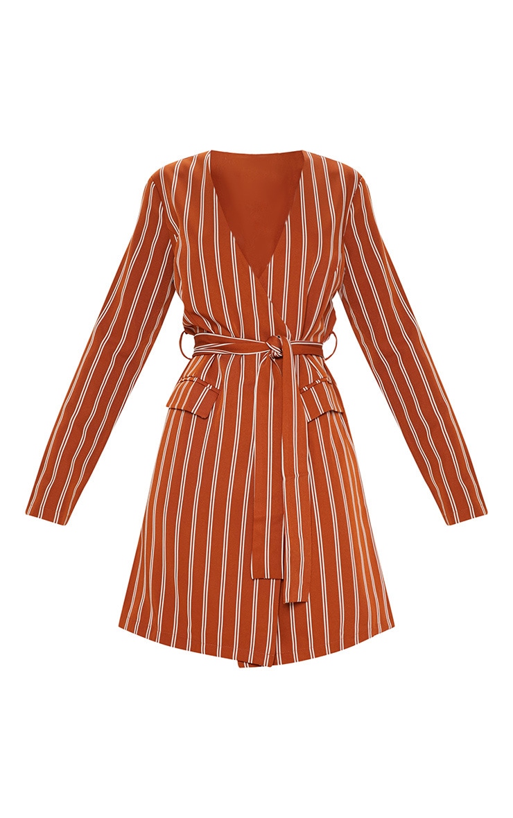 Rust Belted Blazer Dress Dresses PrettyLittleThing USA