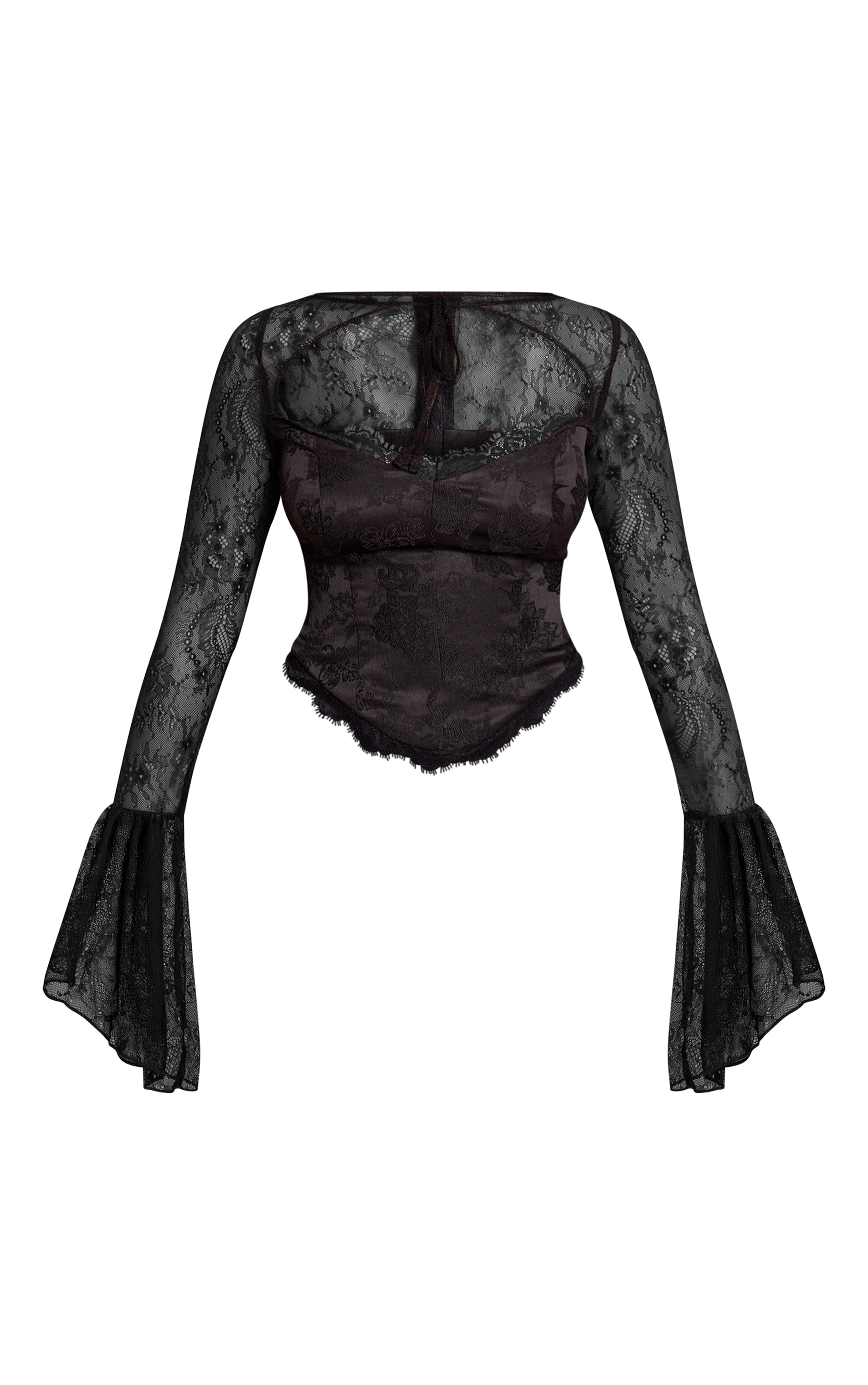 Shape Black Lace Sleeve Corset Top image 5