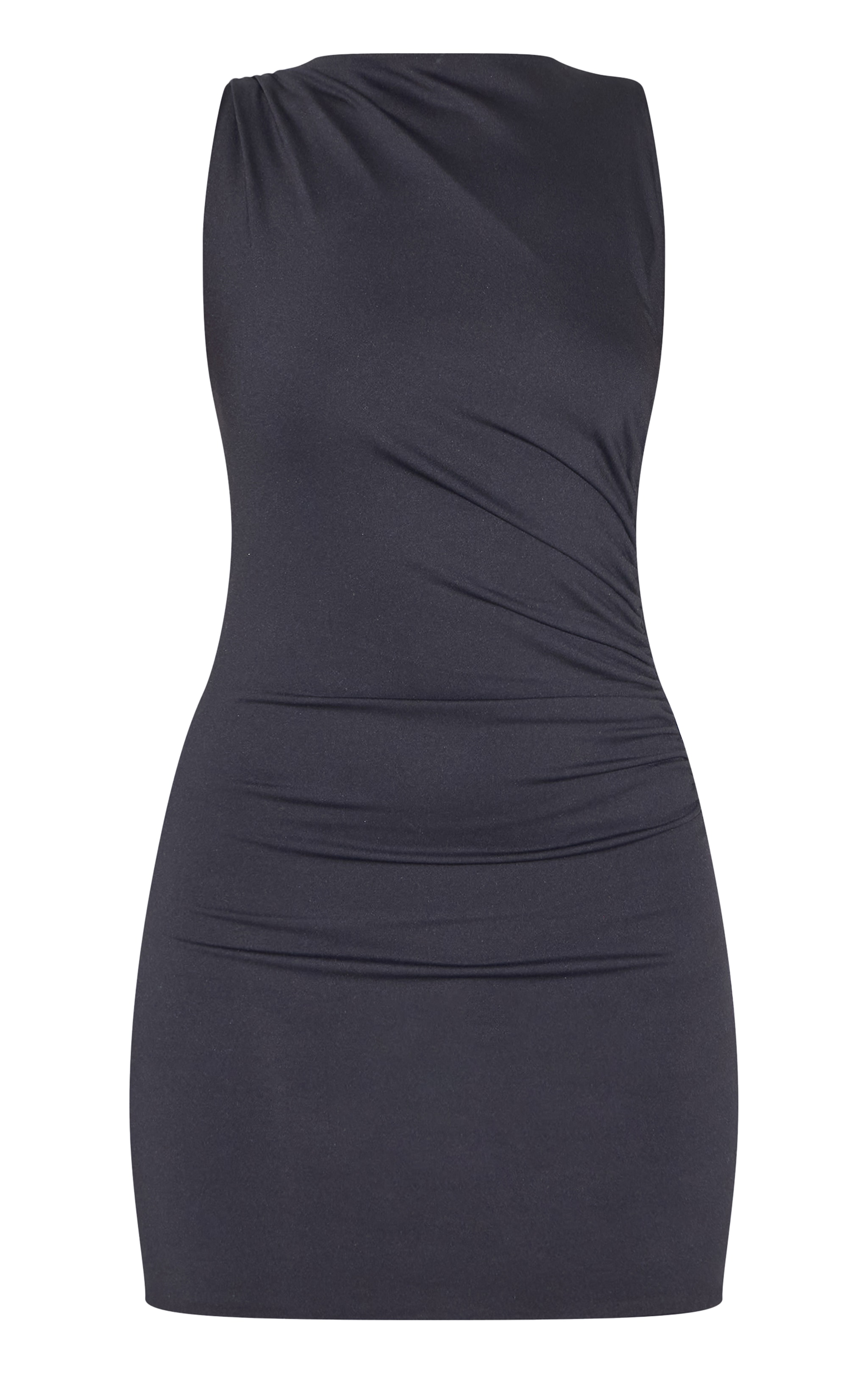 Black Soft Touch Ruched Mini Dress image 5