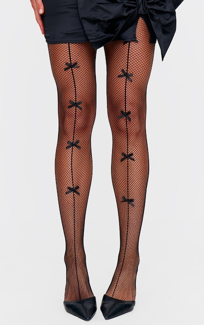 Collants noirs à détails nœuds