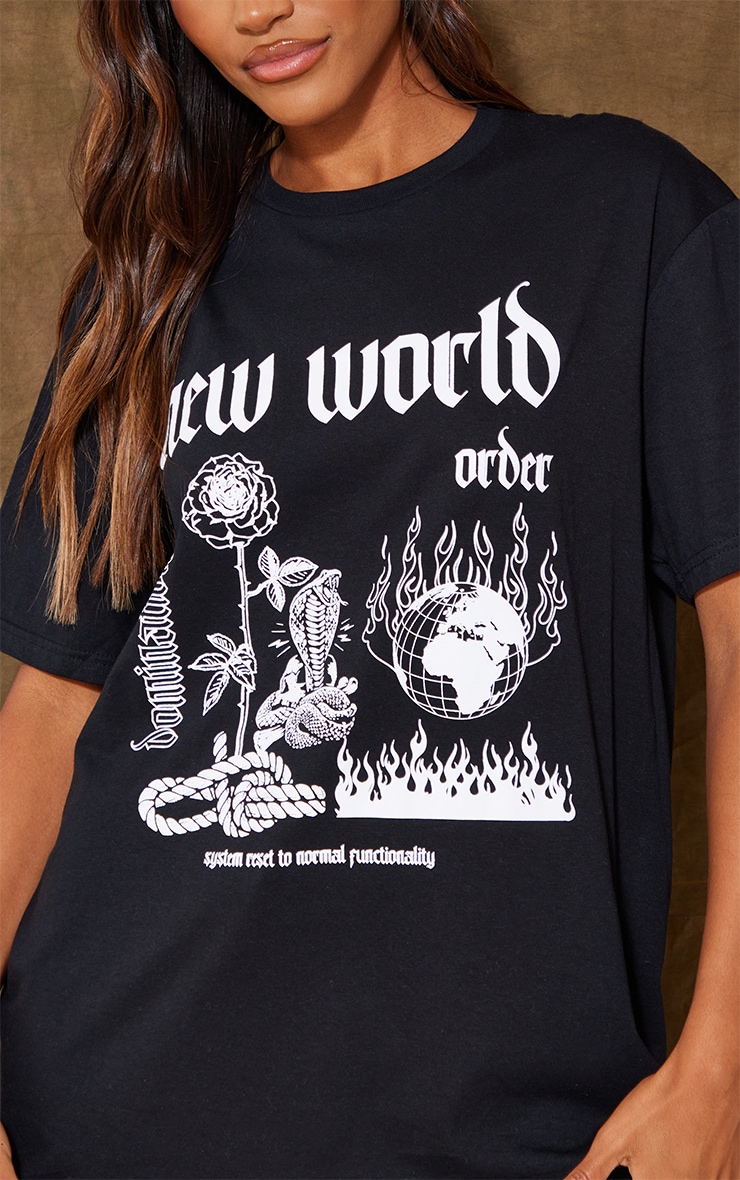 Black Gothic Print New World T Shirt image 4