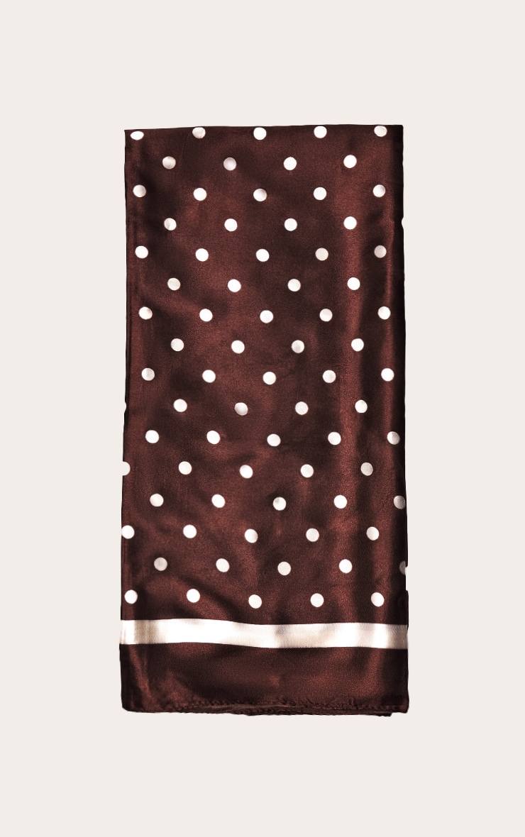 Chocolate and Cream Polka Dot Scarf image 2