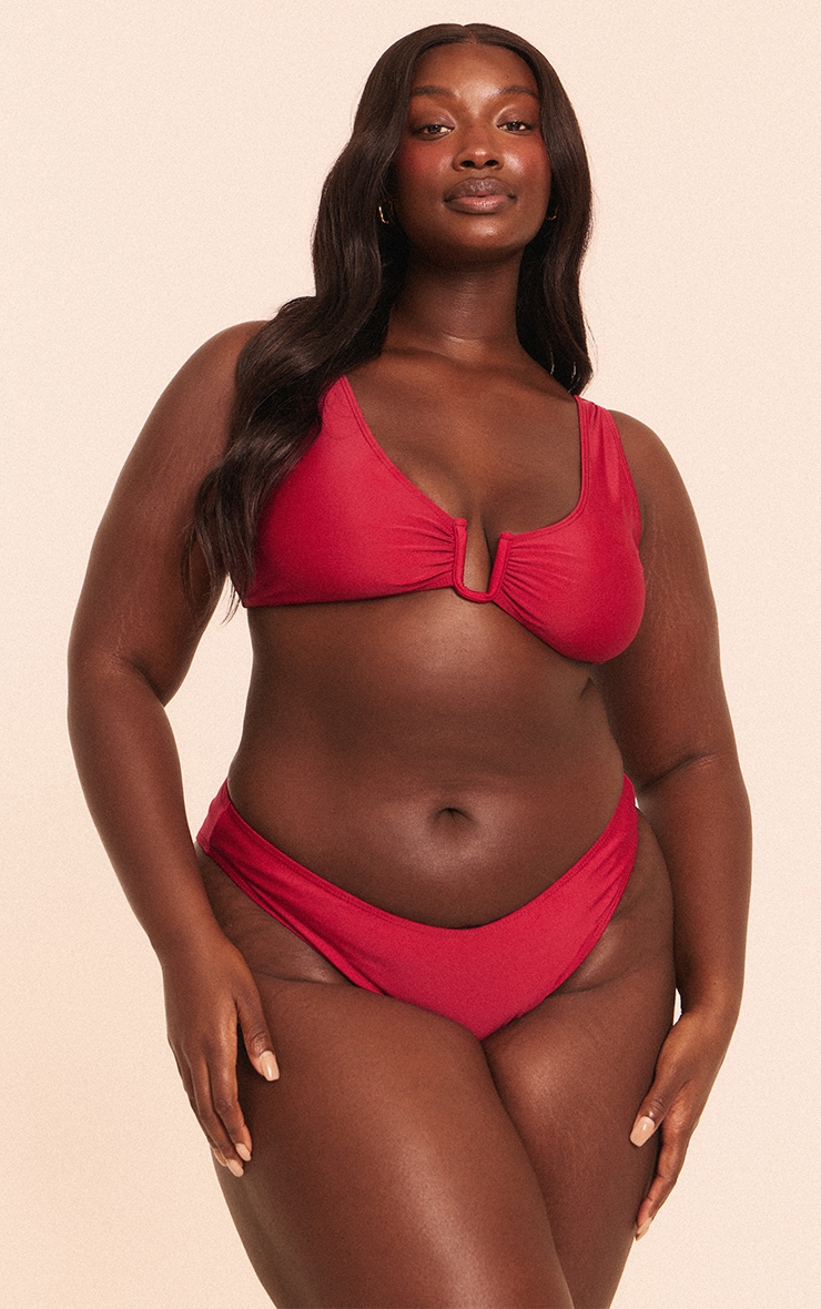 Plus Burgundy Plunge U Bar Bikini Top image 4