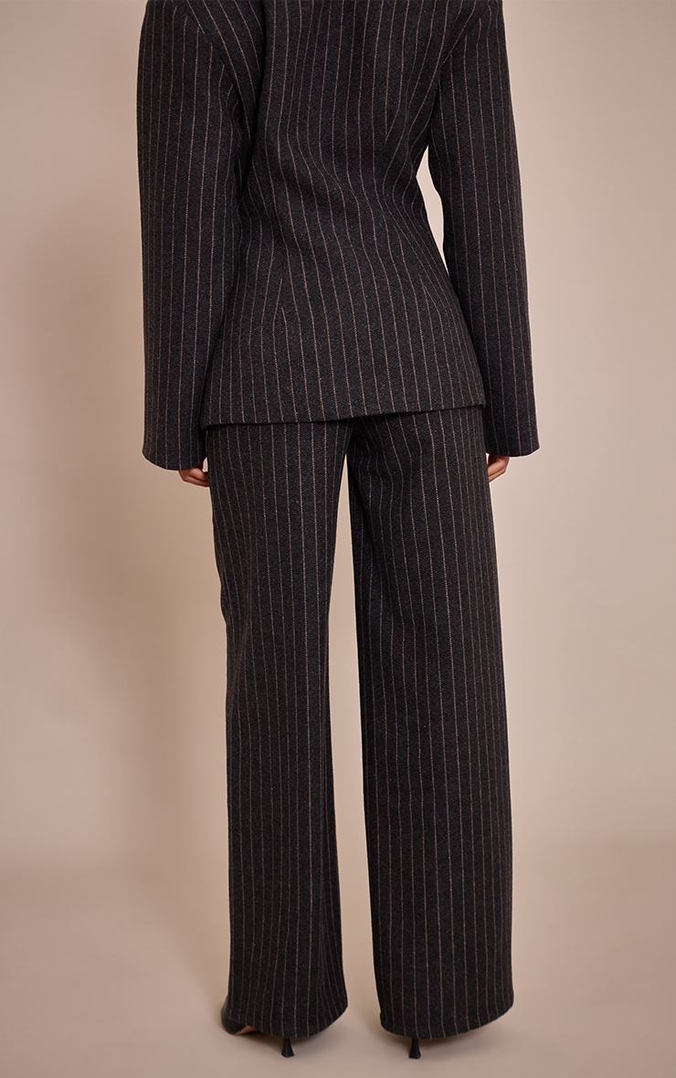 Tall Charcoal Grey Brushed Pinstripe Pant image 3
