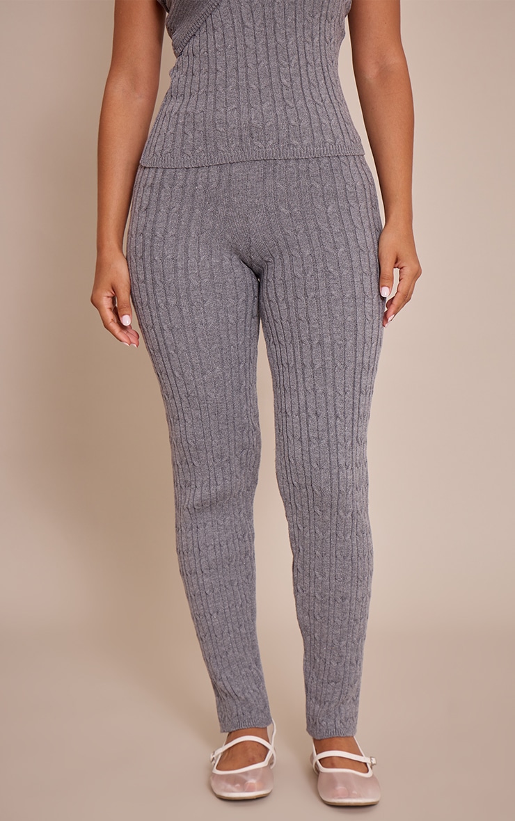 Petite Charcoal Cable Knit Pants image 2