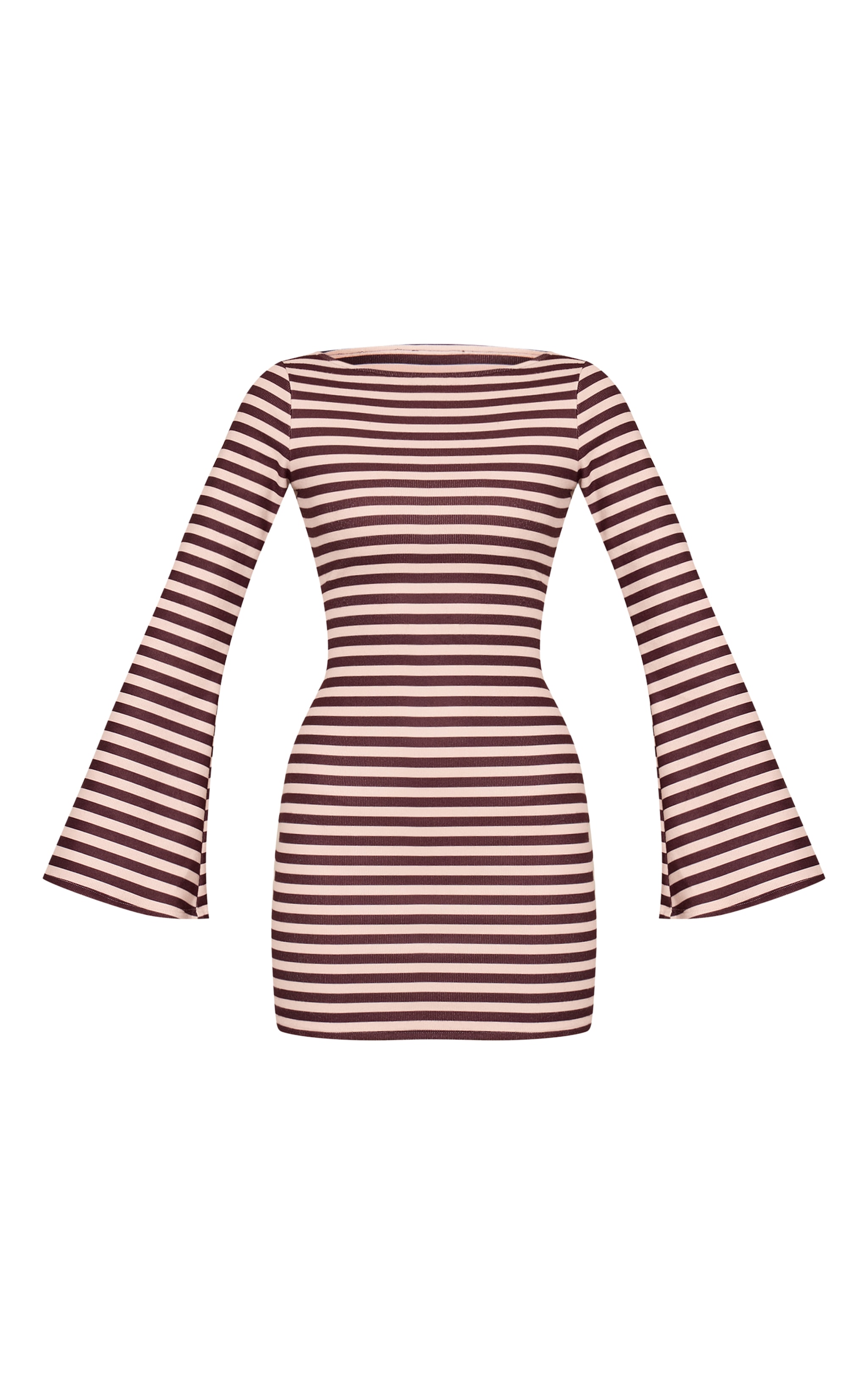 Chocolate Brushed Rib Striped Long Sleeve Mini Dress image 5