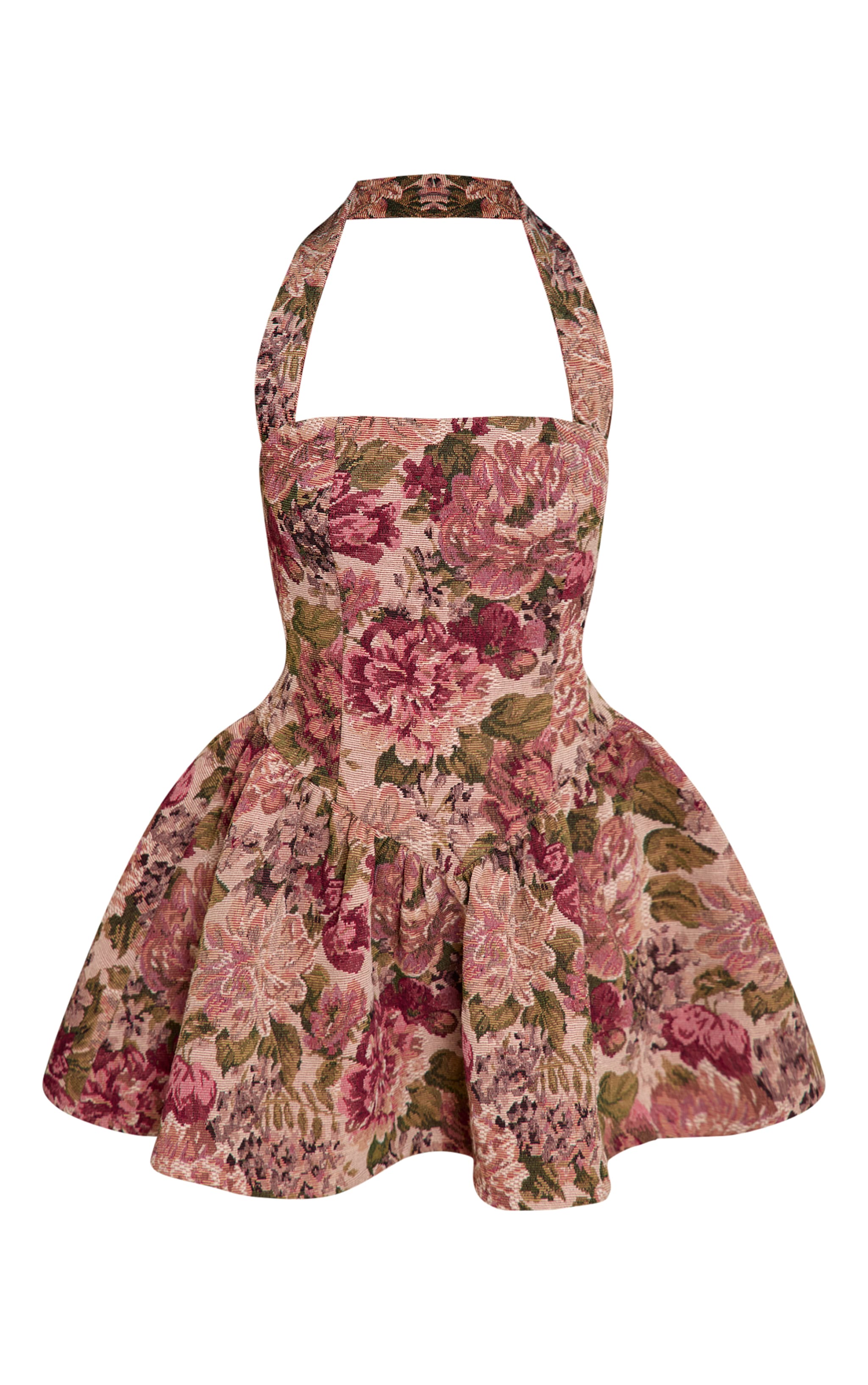 Petite Pink Tapestry Halterneck Shift Dress image 5