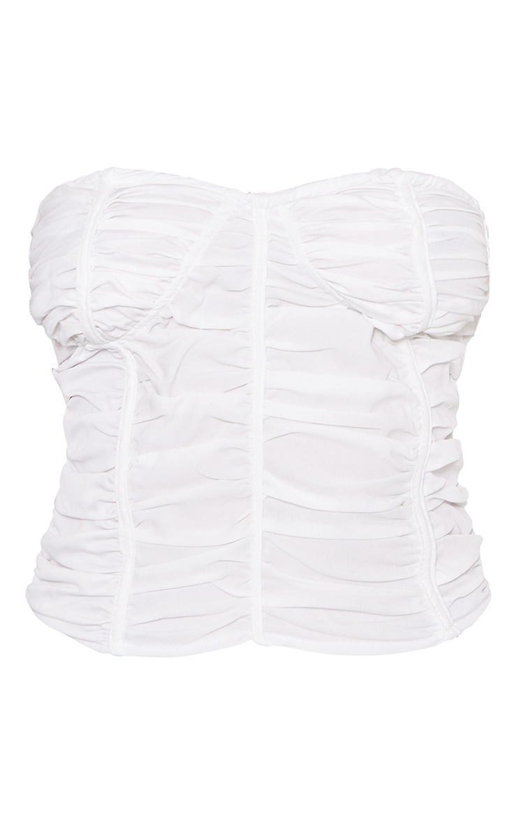 Petite White Structured Ruched Corset image 5