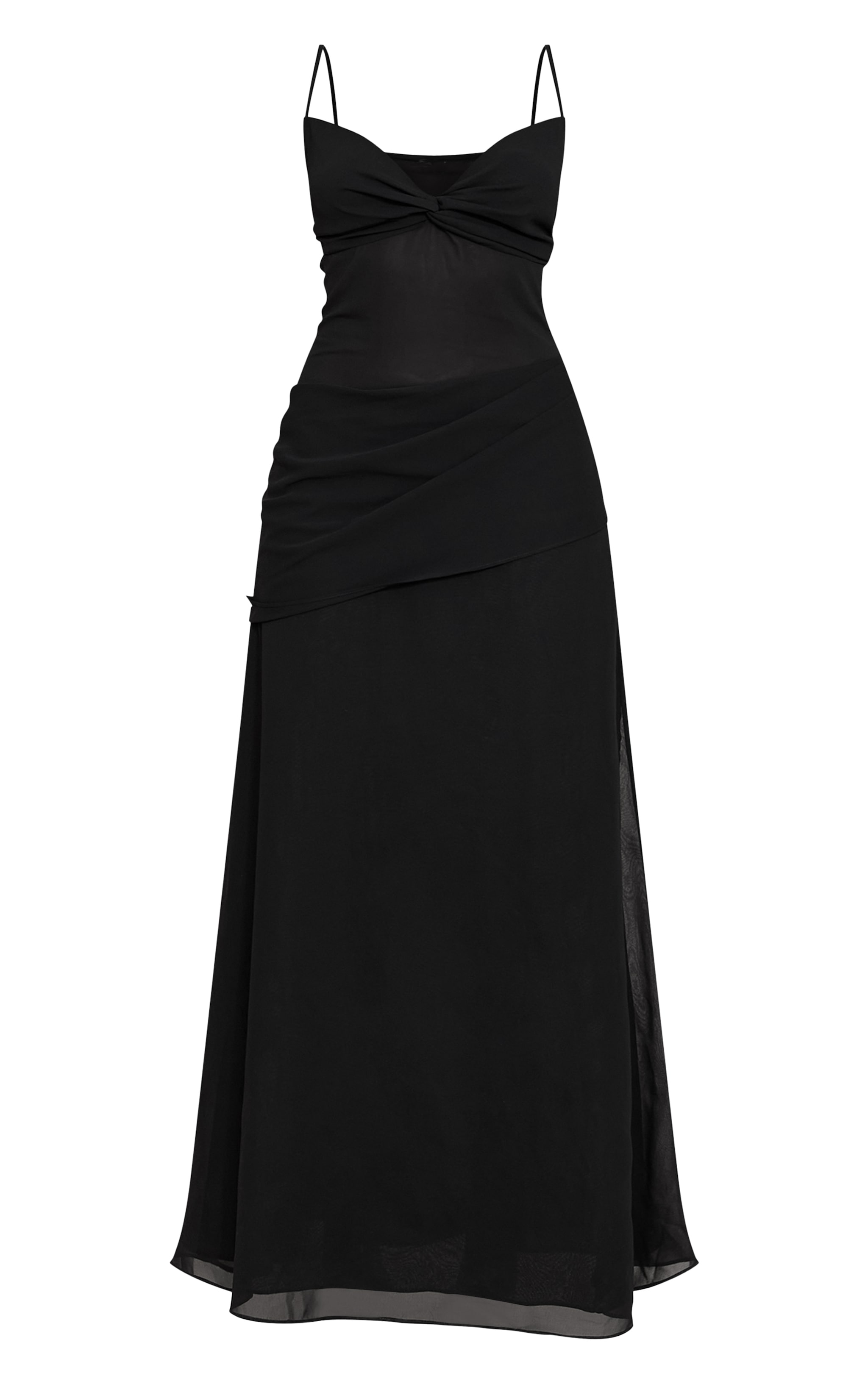 Black Chiffon Twist Mesh Maxi Dress image 5