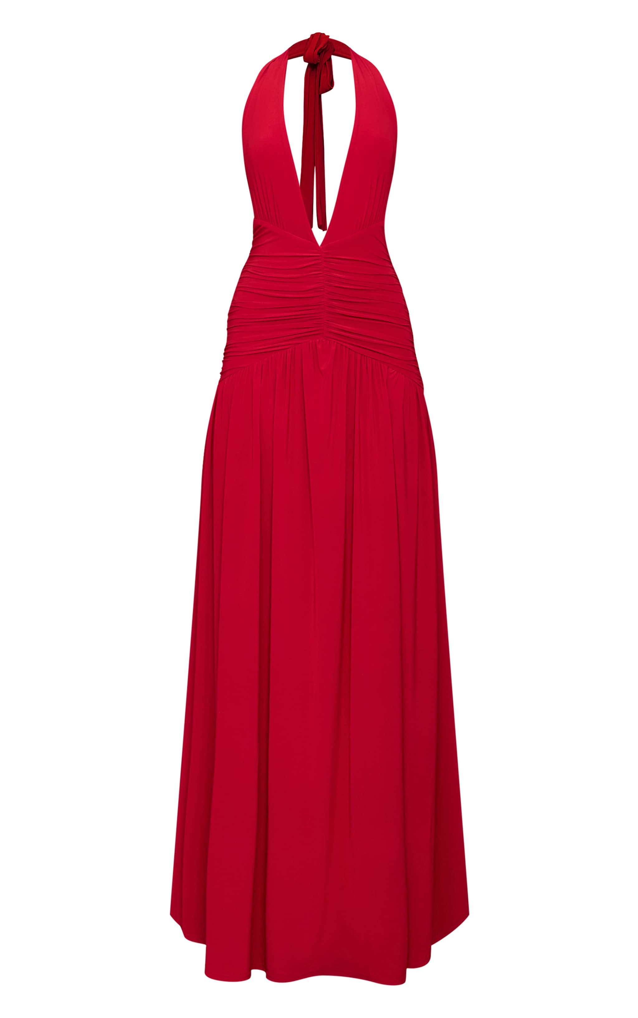 Red Double Layer Slinky Ruched Maxi image 5
