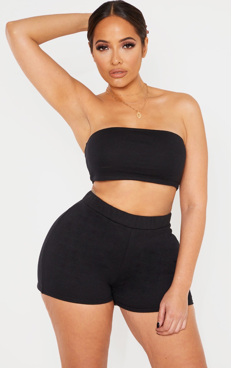 Shape Black Sweat Bandeau Crop Top
