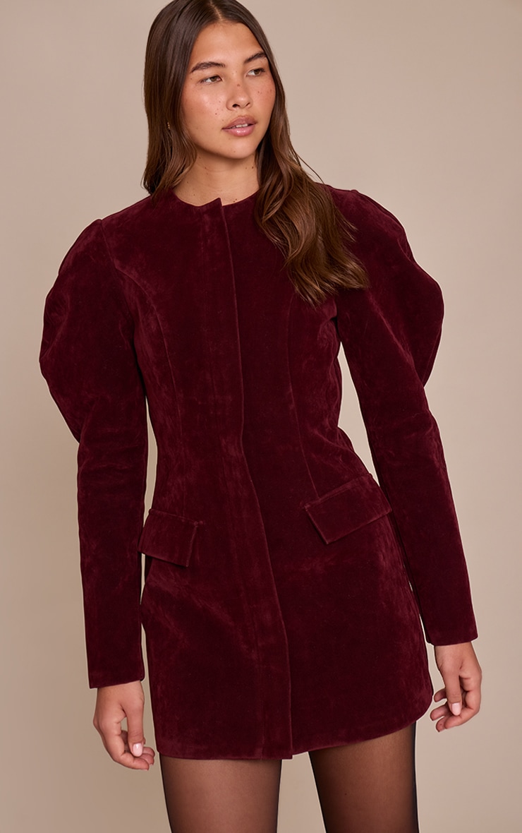 Plum Suede Zip Up Blazer Dress image 1