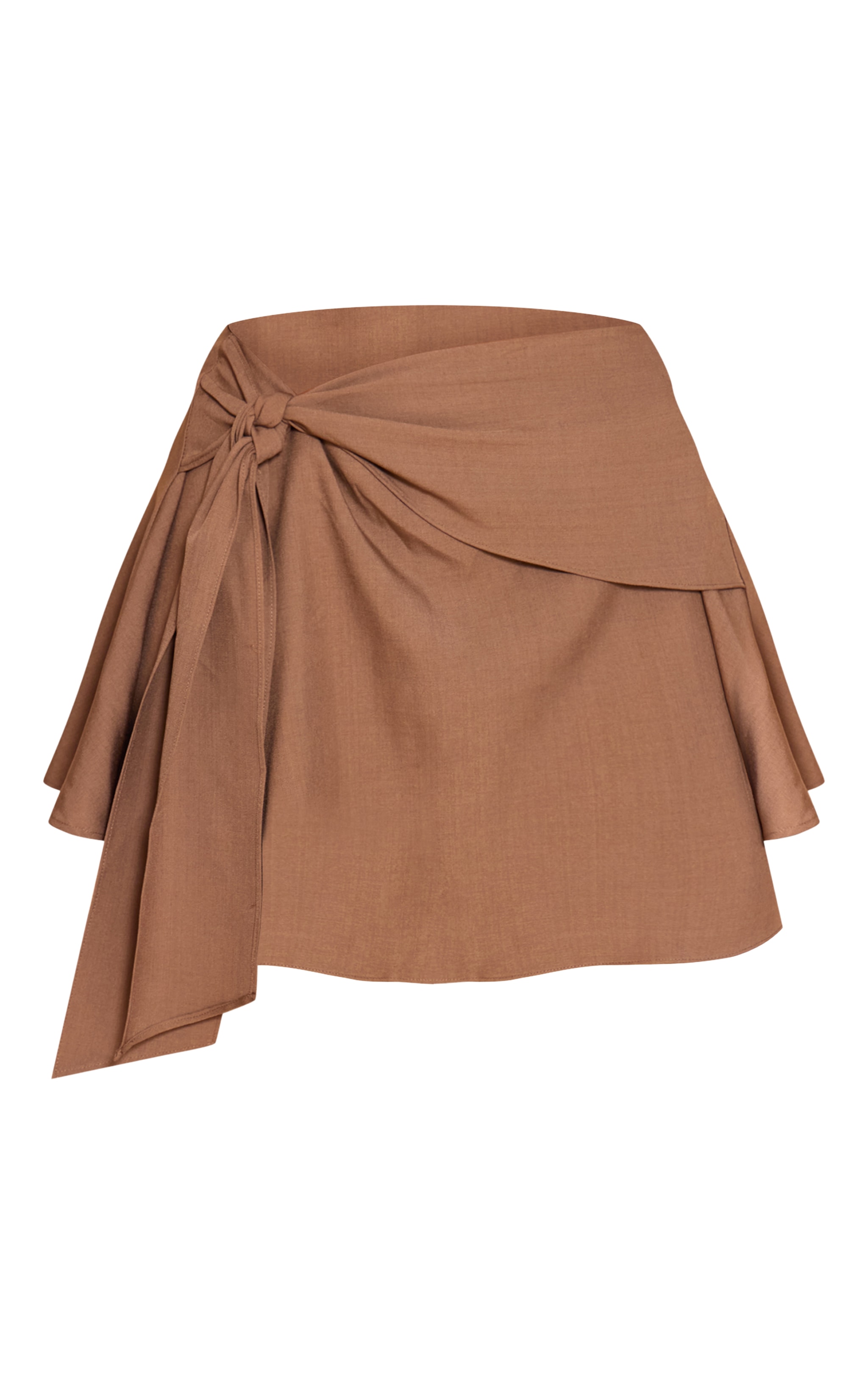 Brown Woven Tie Front Floaty Skirt image 5