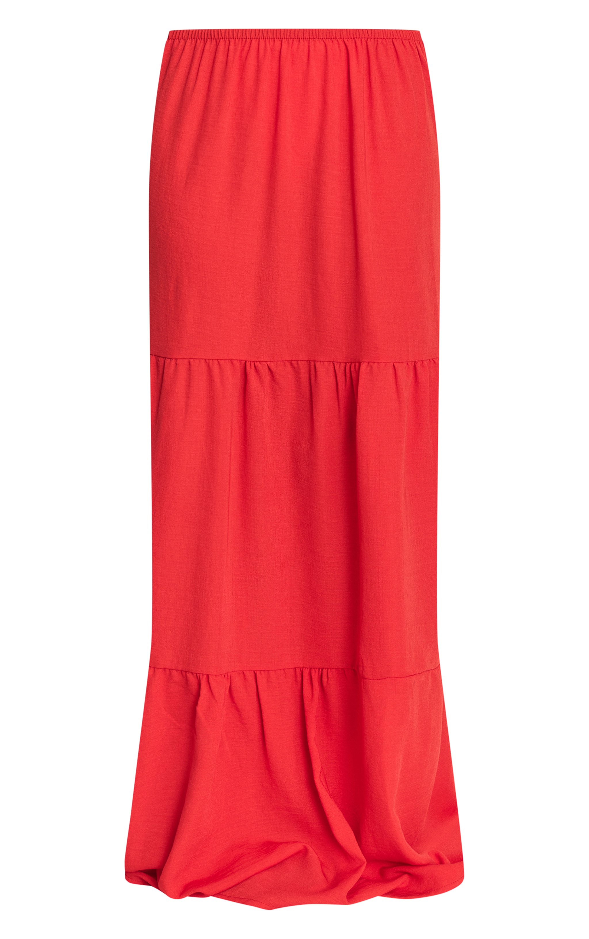 Red Linen Look Tiered Maxi Beach Skirt image 5