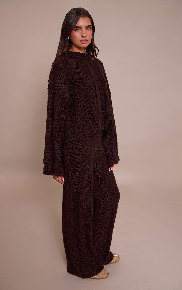 Dark Chocolate Thick Rib Knitted Pant image 4