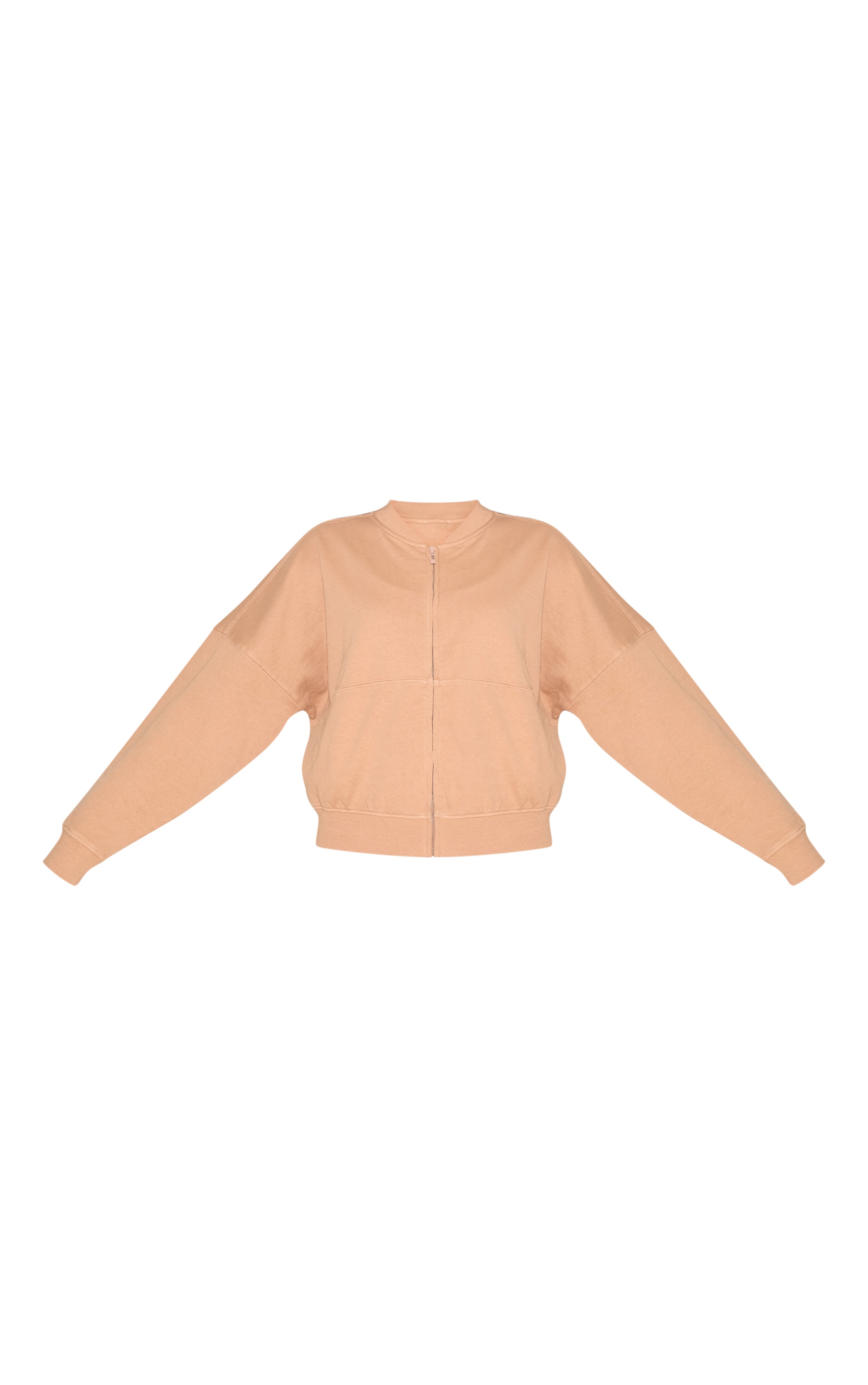 Sweat style bomber gris pierre délavé à zip et coutures surjetées image 5