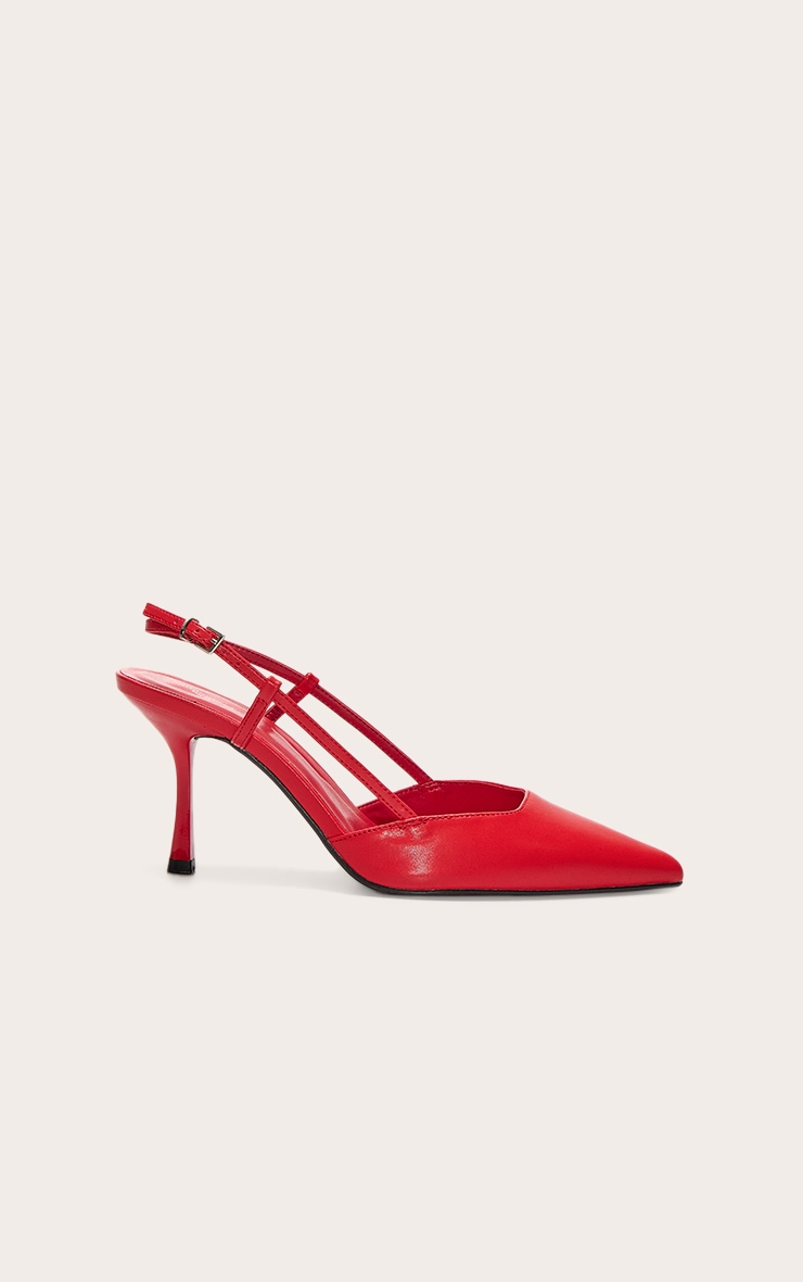 Wide Fit Red Pu Point Toe High Stiletto Court Heels