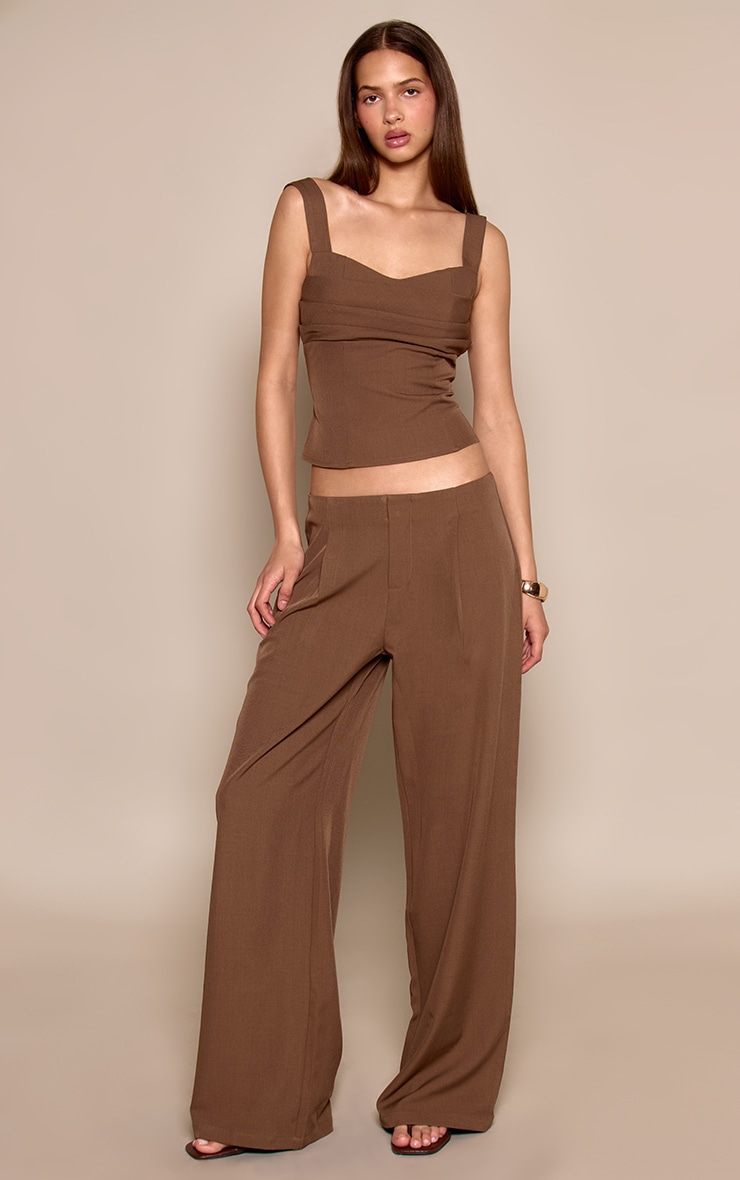 Mocha Tailored Pleated Pants image 1