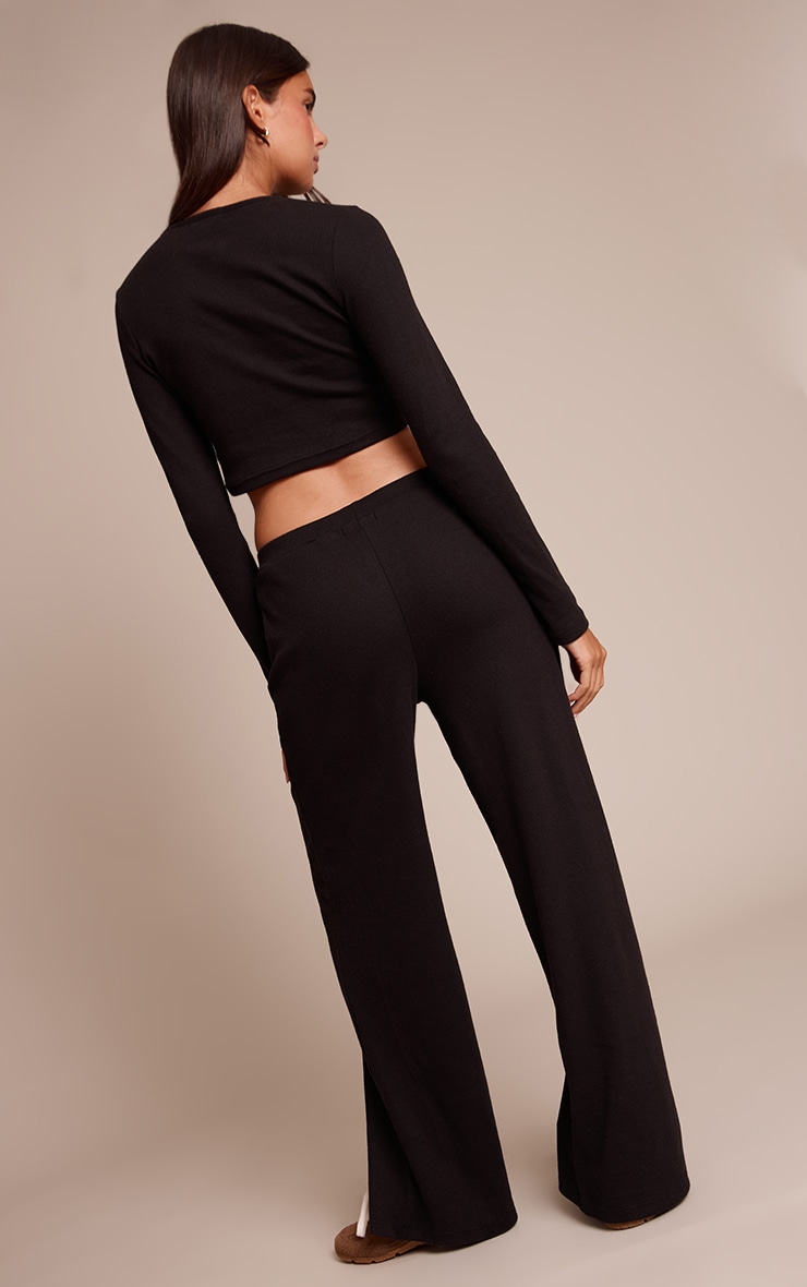 Pantalon large côtelé brossé noir image 3