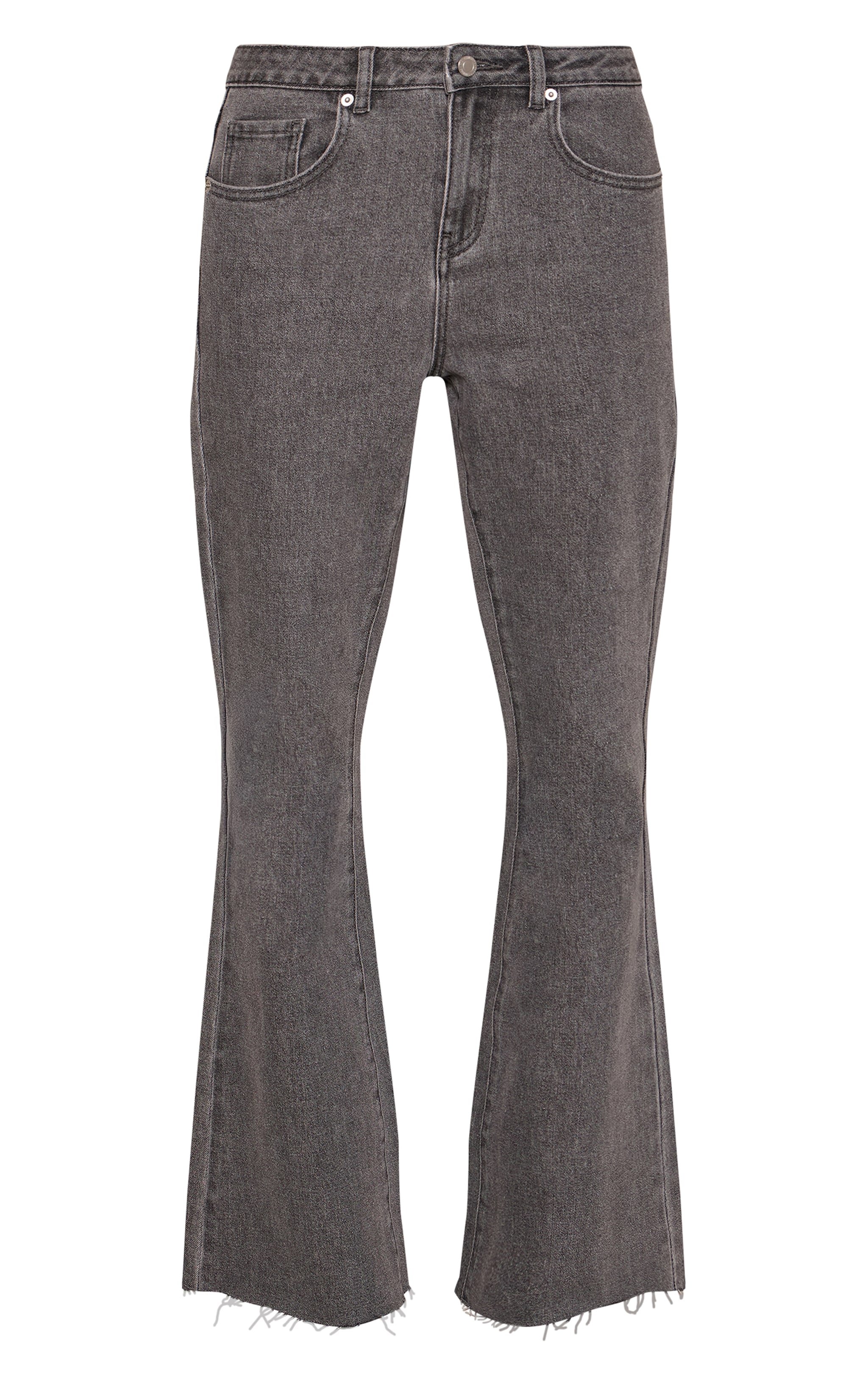 Washed Grey Low Rise Stretch Flared Jeans image 5