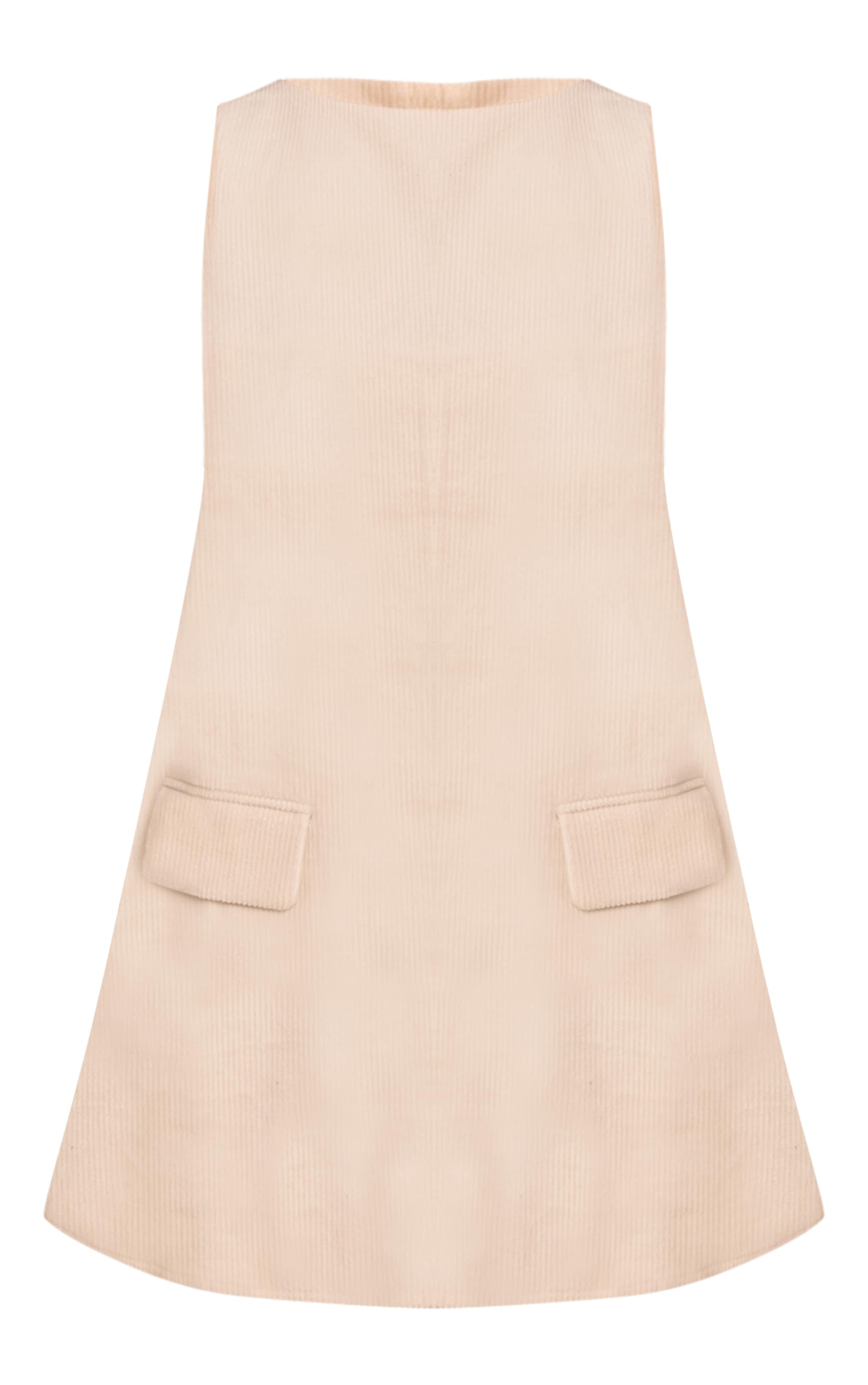 Cream Cord Boat Neck Boxy Shift Dress image 5